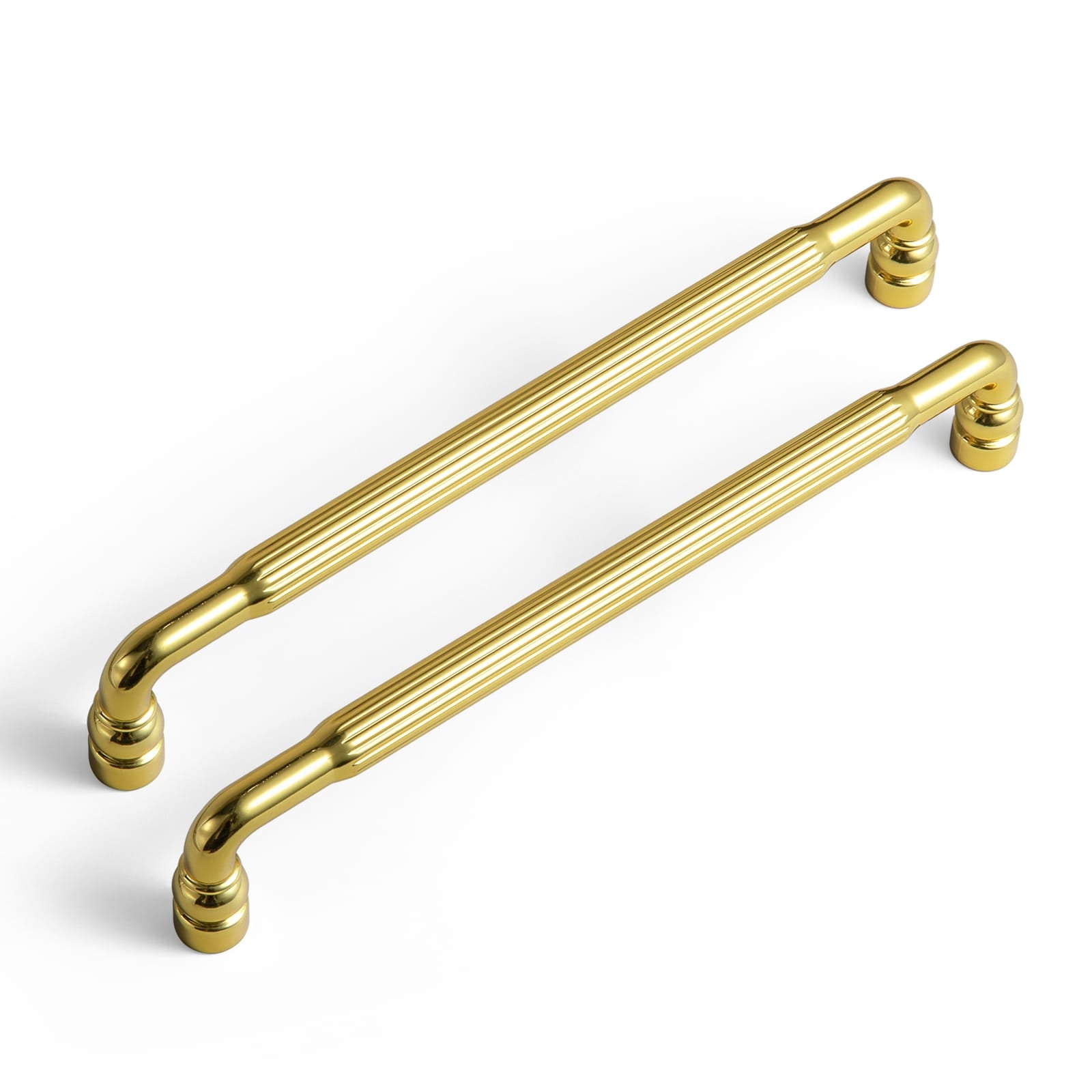 Goo-Ki Rich Gold / 7.6'' Hole Center / 6 Pack Industrial Decorative Cabinet Pulls Unique L-shaped Drawer Handles with Textured Grip