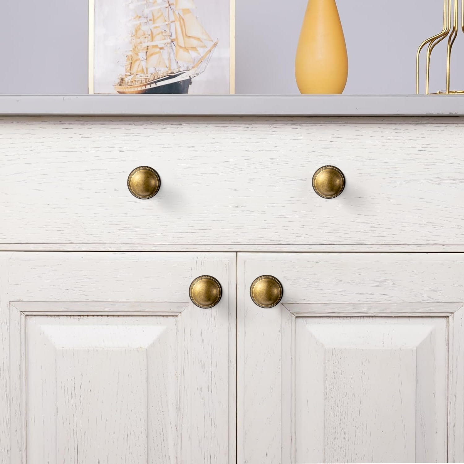 Goo-Ki Ring-Lined Round Dome Cabinet Hardware Zinc Alloy Ball-Shaped Cabinet Knobs