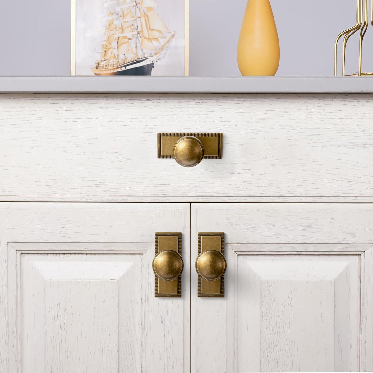Goo-Ki Ring-Lined Round Dome Cabinet Hardware Zinc Alloy Ball-Shaped Cabinet Knobs