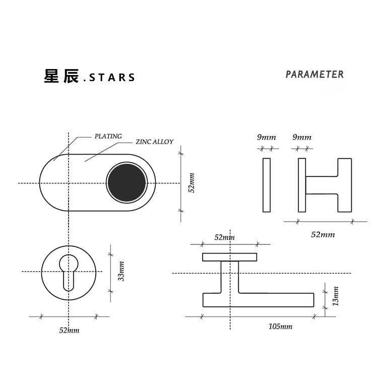 Goo-Ki Rotatable Black Walnut Door Lock American Style Bedroom Interior Door Lockset
