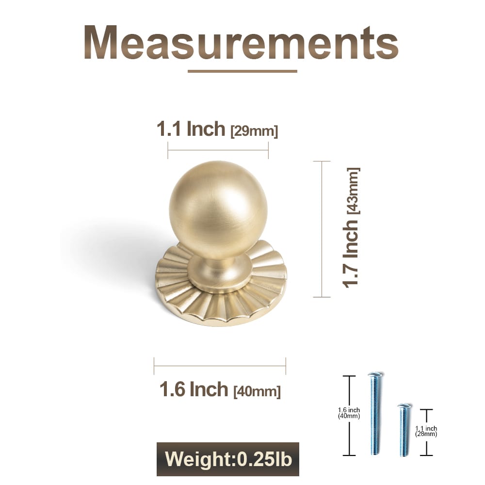 Goo-Ki Round Ball Cabinet Knobs, Solid Zinc Alloy Drawer Knobs with Multiple Optional Backplates for Kitchen Furniture Hardware