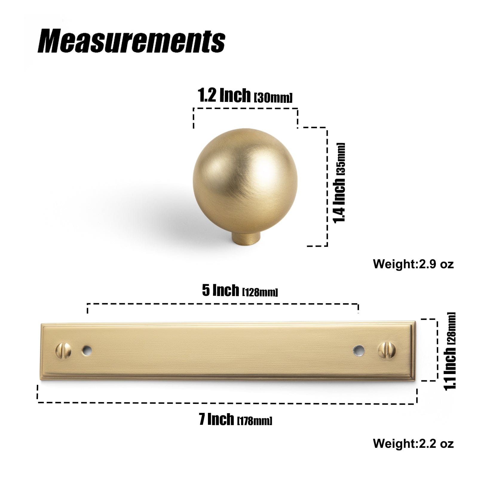 Goo-Ki Round Cabinet Knobs with Back Plate Zinc Alloy Cabinet Handle with Long Back Plate