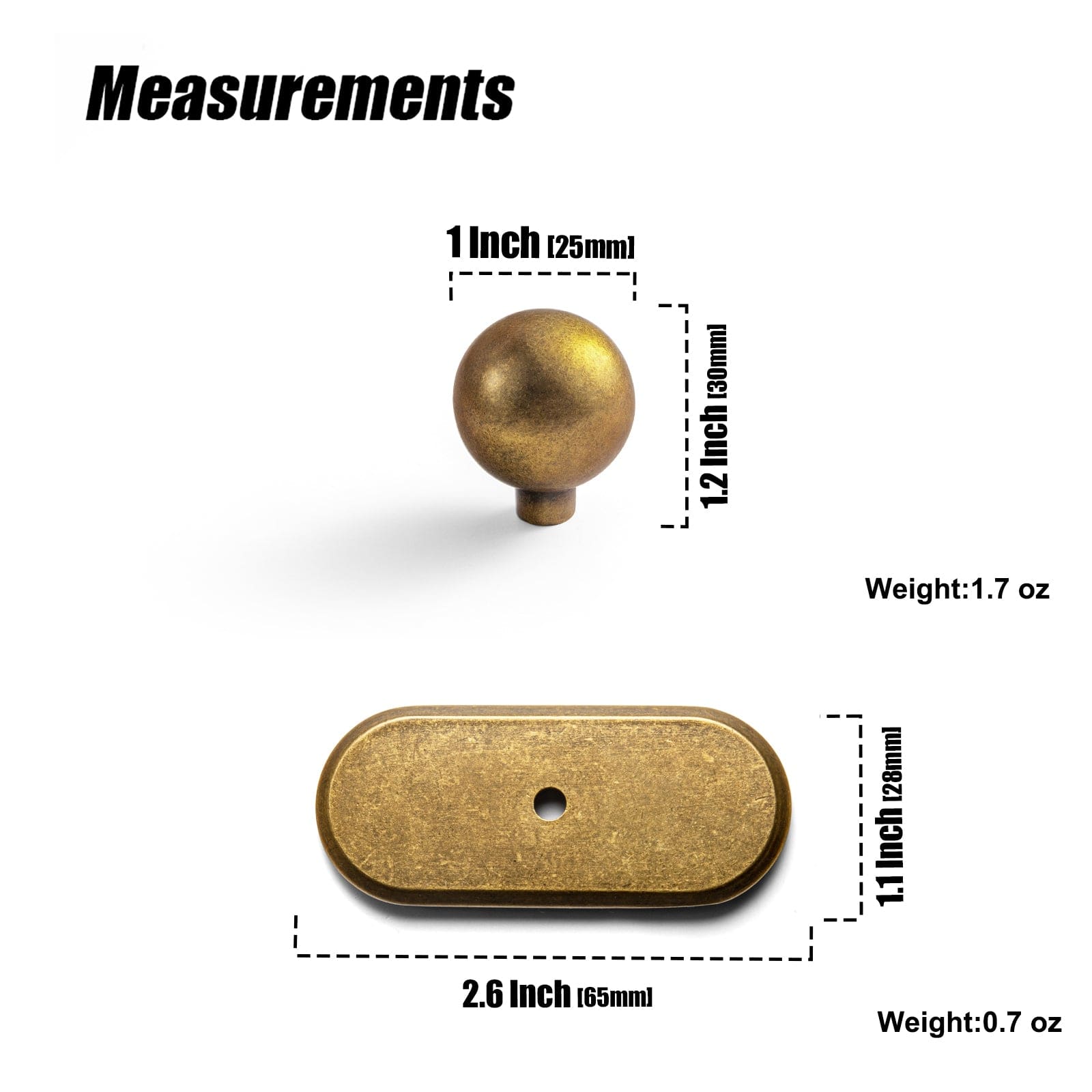 Goo-Ki Round Cabinet Knobs with Back Plate Zinc Alloy Cabinet Handle with Long Back Plate