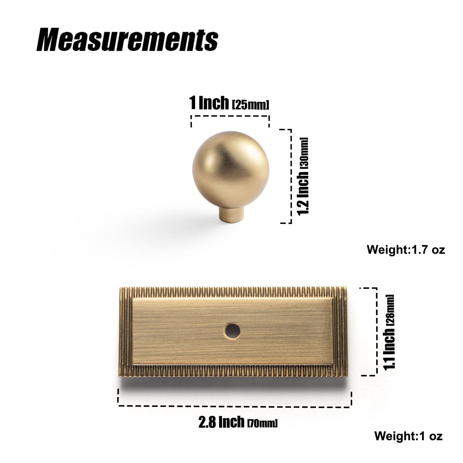 Goo-Ki Round Cabinet Knobs with Back Plate Zinc Alloy Cabinet Handle with Long Back Plate