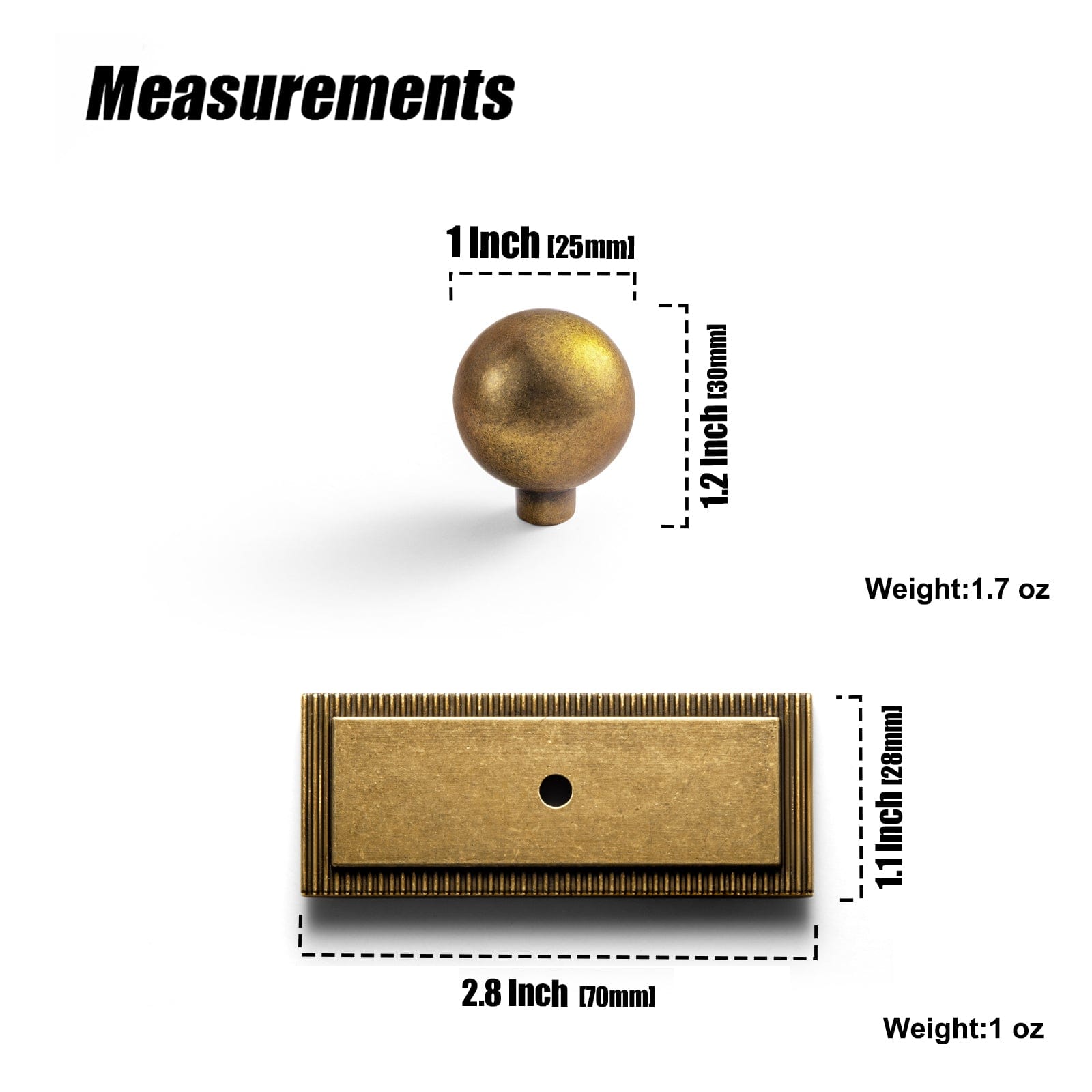 Goo-Ki Round Cabinet Knobs with Back Plate Zinc Alloy Cabinet Handle with Long Back Plate