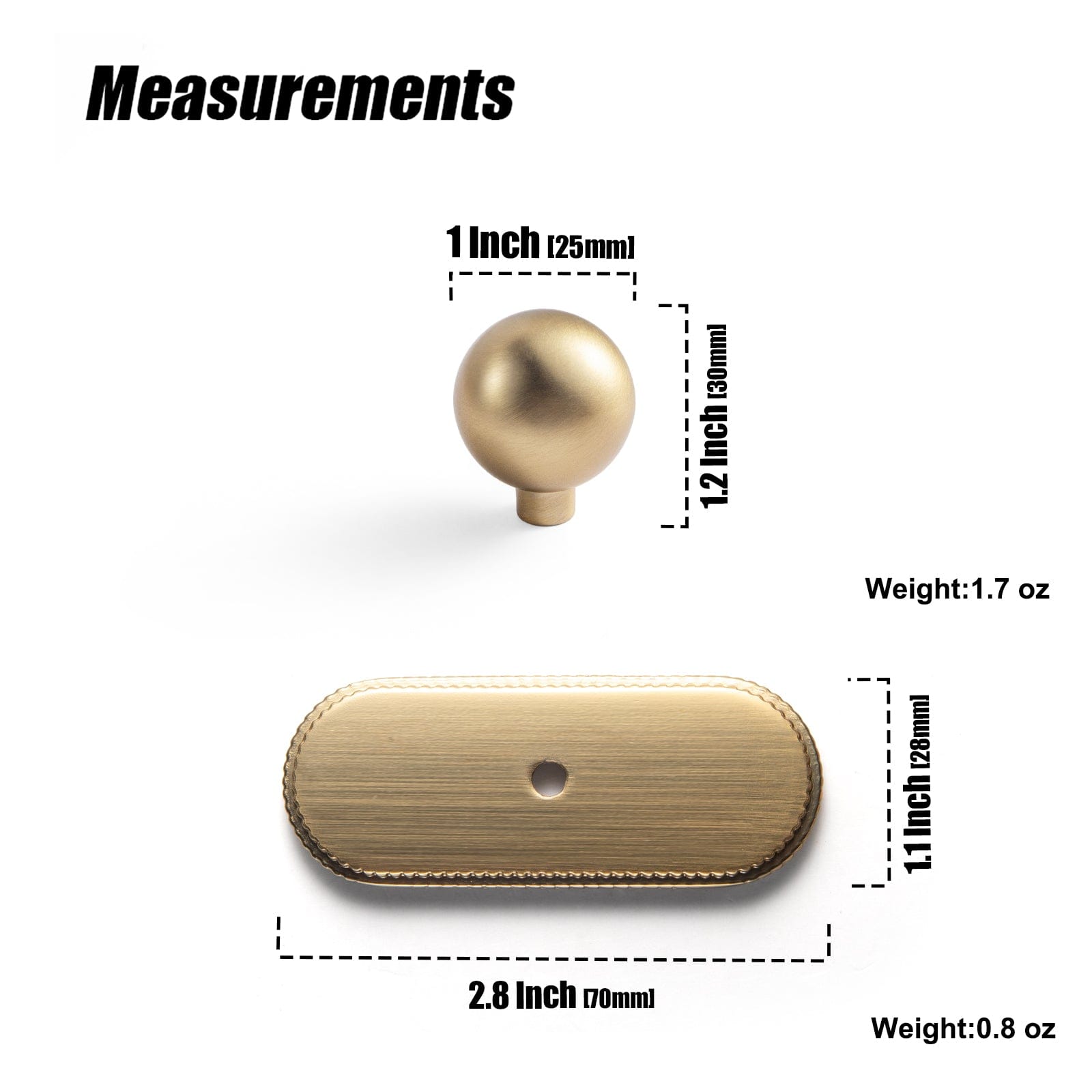 Goo-Ki Round Cabinet Knobs with Back Plate Zinc Alloy Cabinet Handle with Long Back Plate