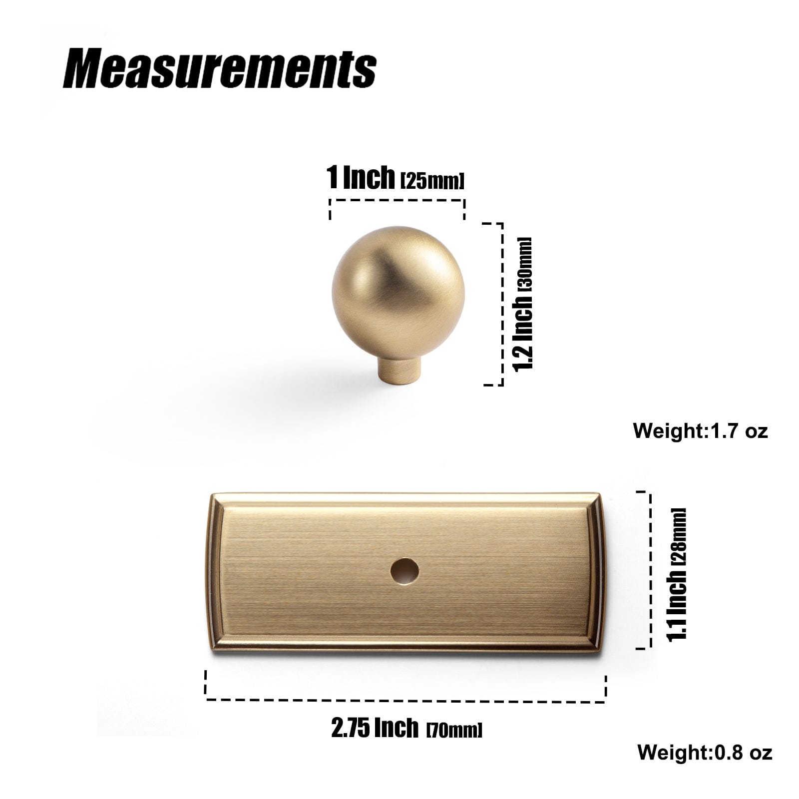 Goo-Ki Round Cabinet Knobs with Back Plate Zinc Alloy Cabinet Handle with Long Back Plate