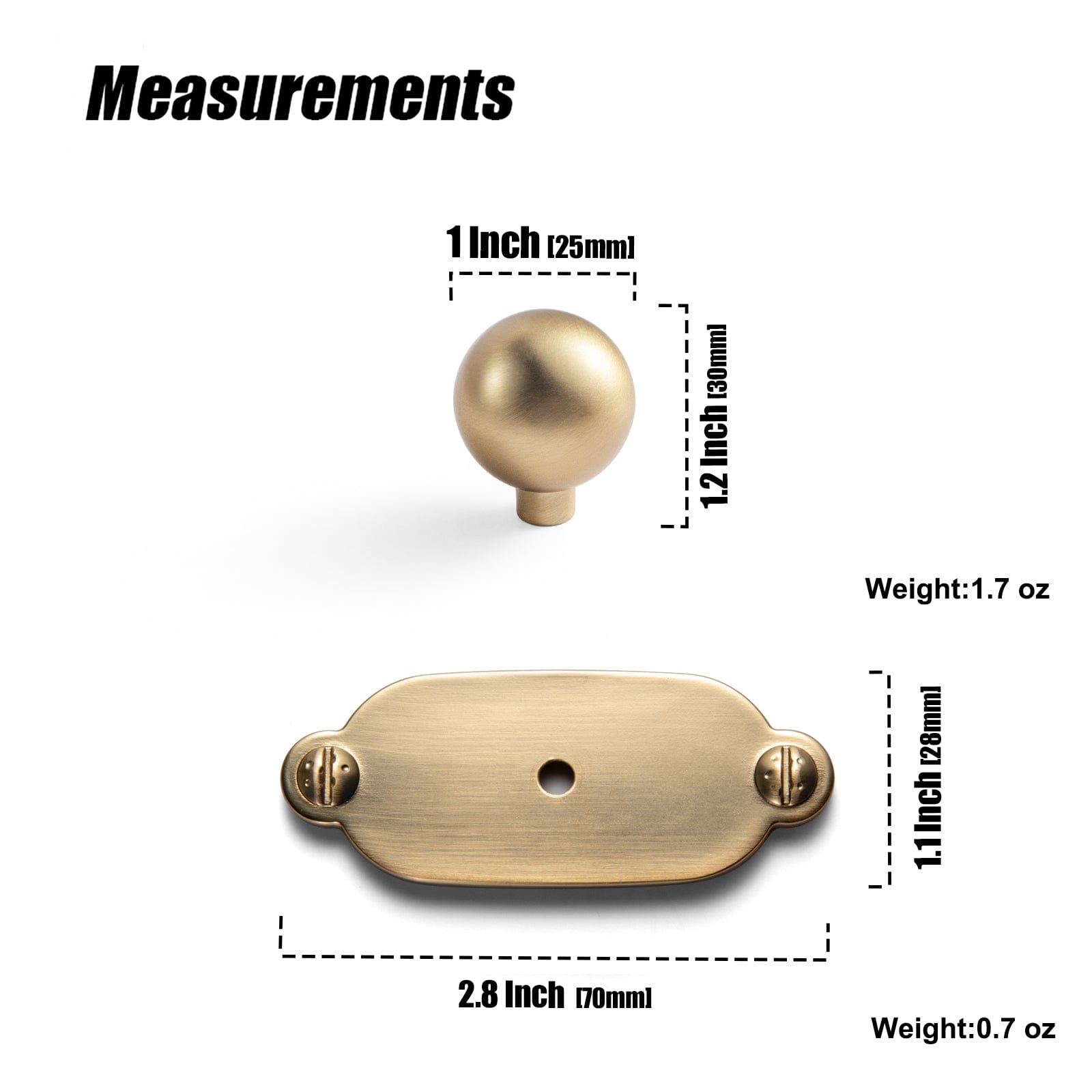 Goo-Ki Round Cabinet Knobs with Back Plate Zinc Alloy Cabinet Handle with Long Back Plate