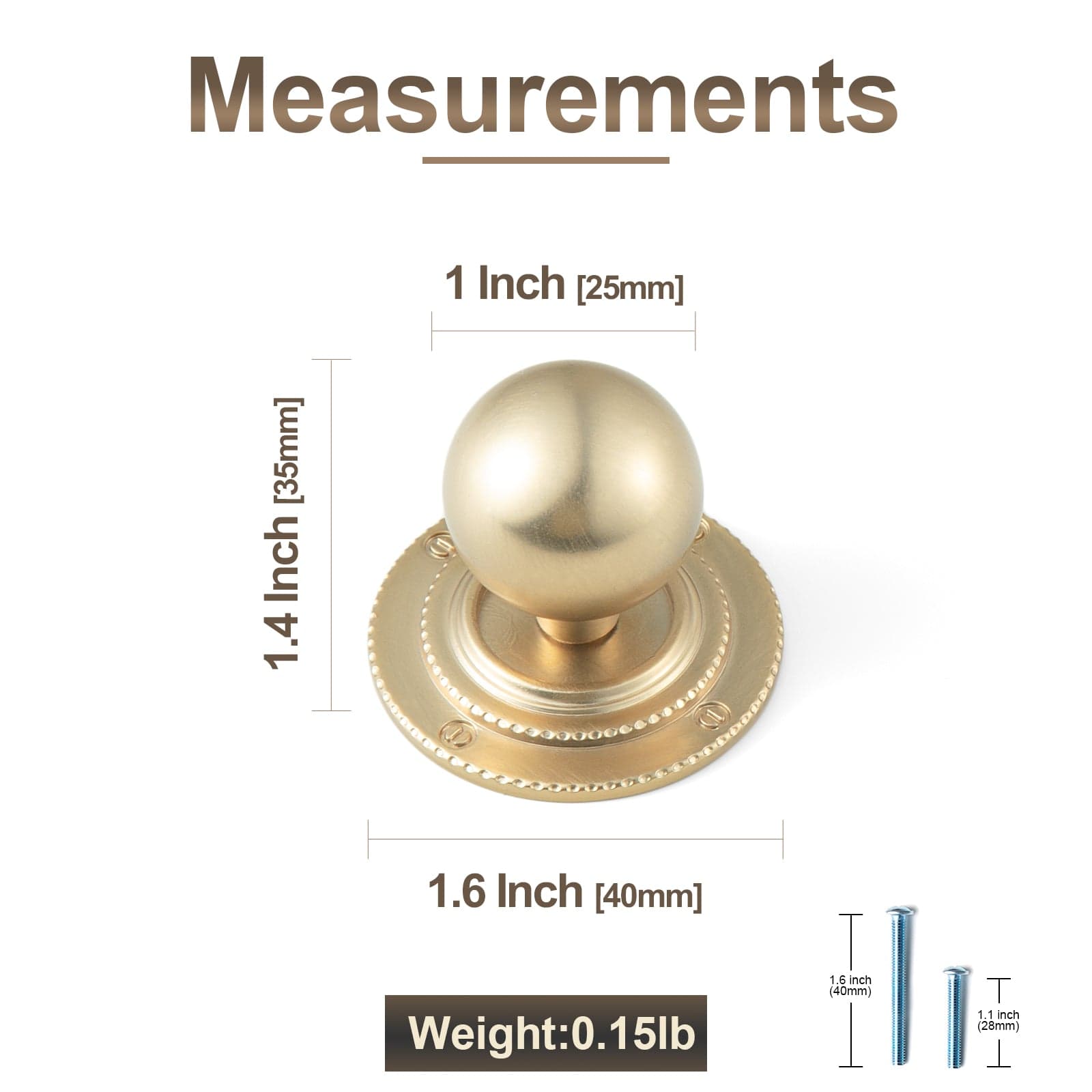 Goo-Ki Round Cabinet Knobs with Back Plate Zinc Alloy Cabinet Handle with Long Back Plate