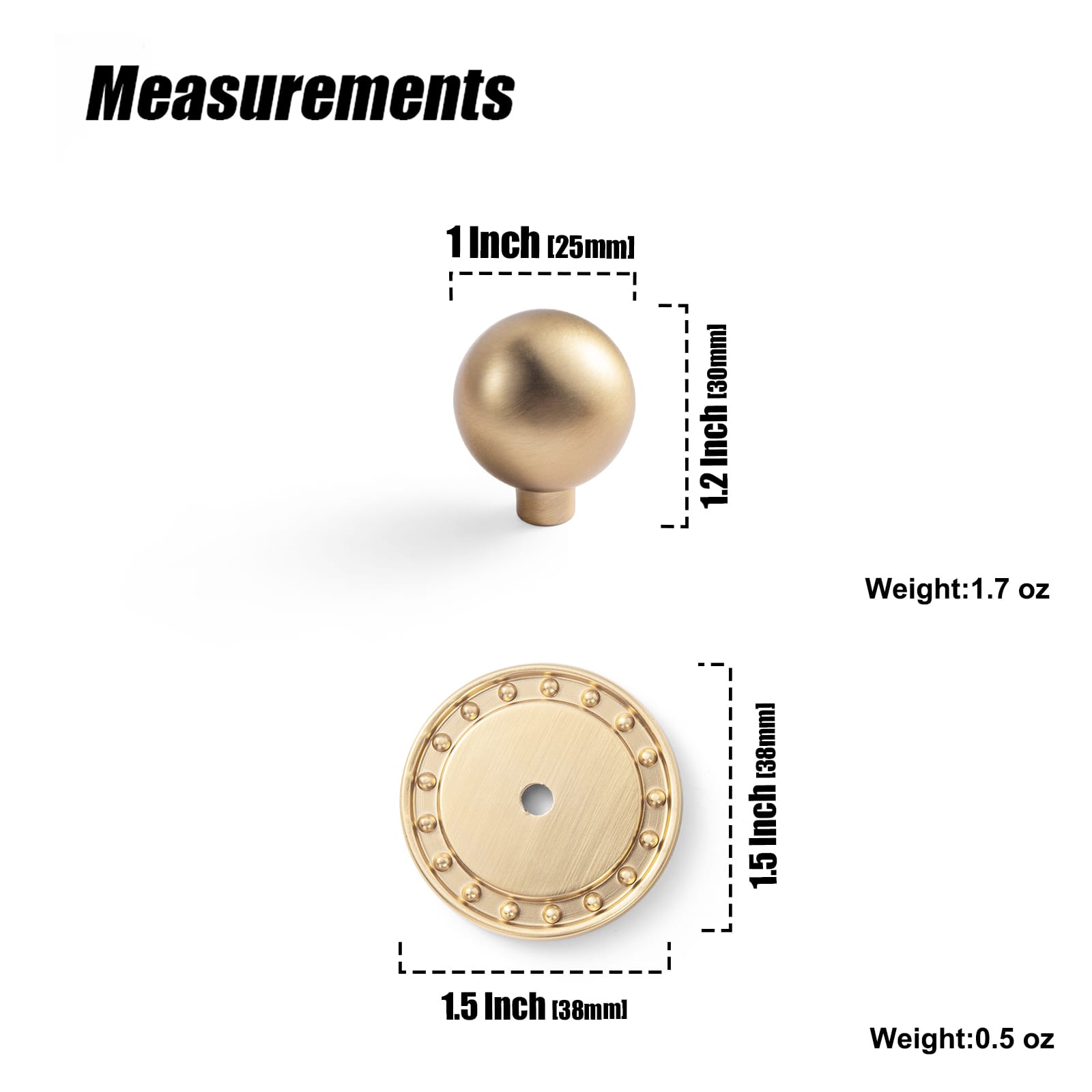 Goo-Ki Round Cabinet Knobs with Back Plate Zinc Alloy Cabinet Handle with Long Back Plate
