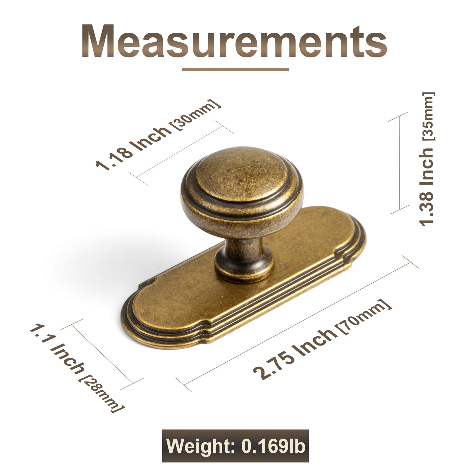 Goo-Ki Round Mushroom Cabinet Knobs, Solid Zinc Alloy Single Hole Drawer Knobs, Vintage Furniture Hardware