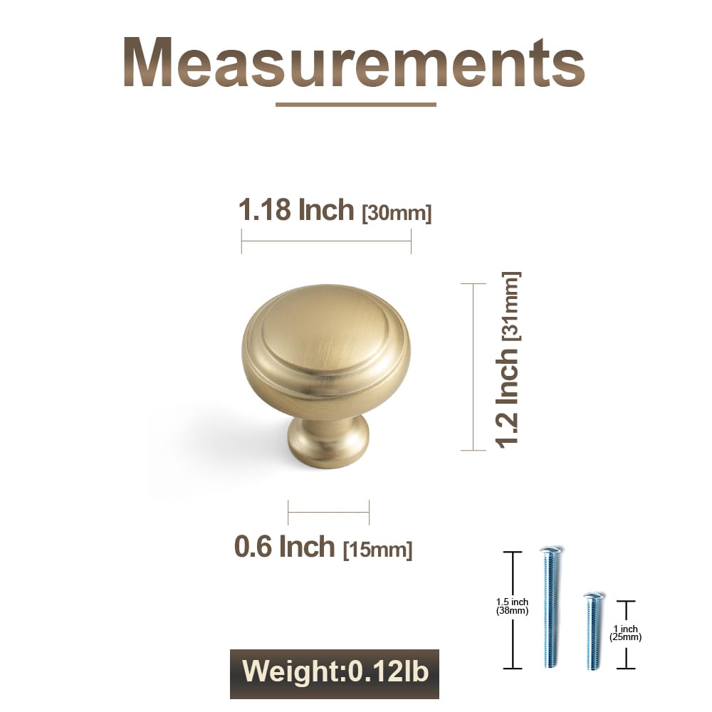 Goo-Ki Round Mushroom Cabinet Knobs, Solid Zinc Alloy Single Hole Drawer Knobs, Vintage Furniture Hardware