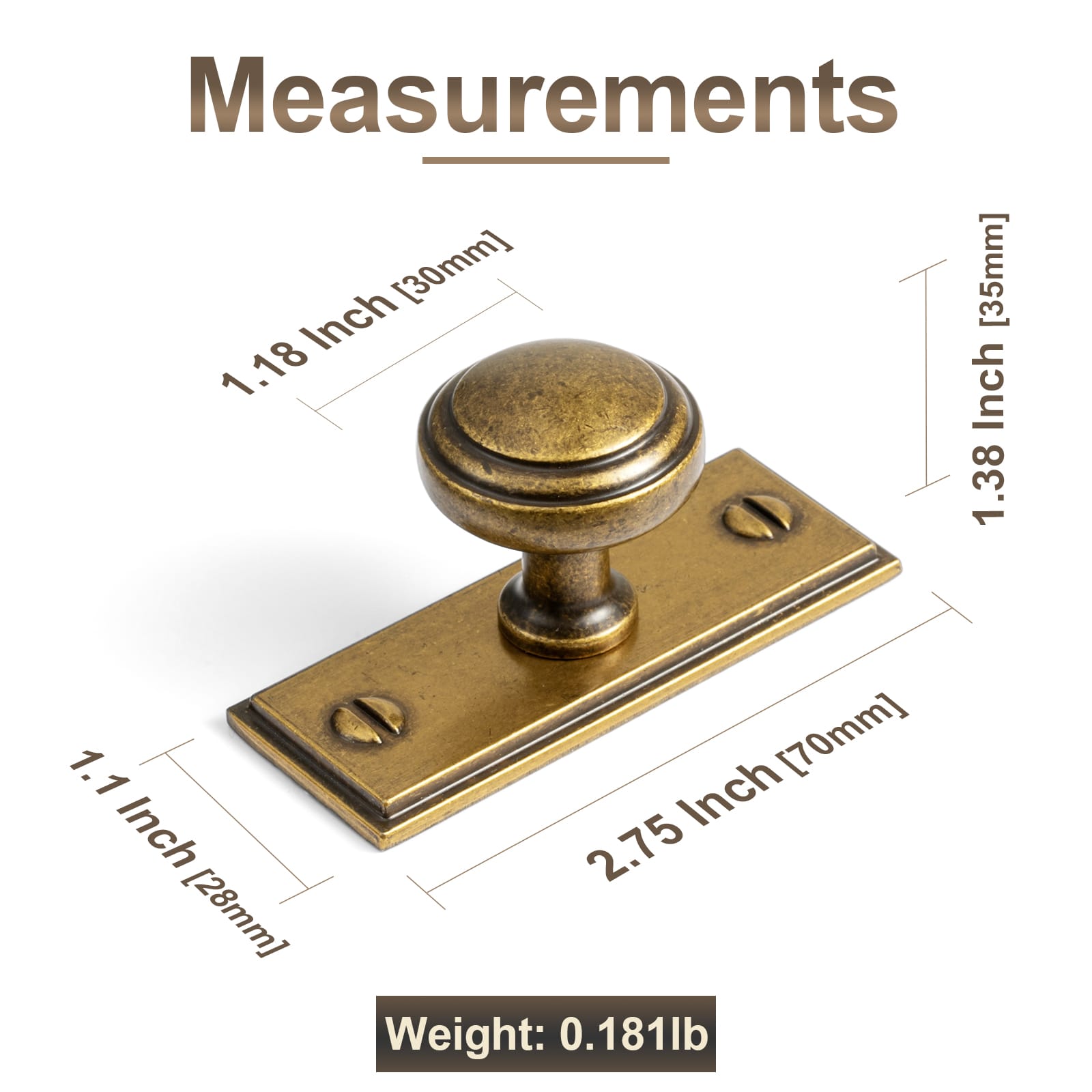 Goo-Ki Round Mushroom Cabinet Knobs, Solid Zinc Alloy Single Hole Drawer Knobs, Vintage Furniture Hardware