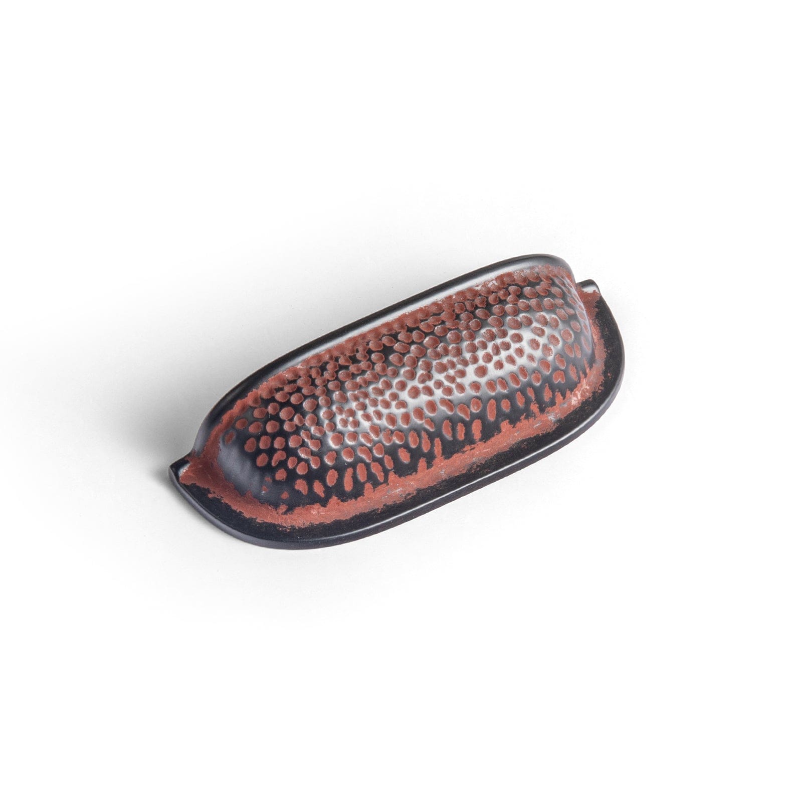 Goo-Ki Rust Red / 2.5'' Hole Center / 6 Pack Hammered Texture Cabinet Cup Pulls with Curved Edges Elegant Vintage Drawer Bin Handle for Kitchen