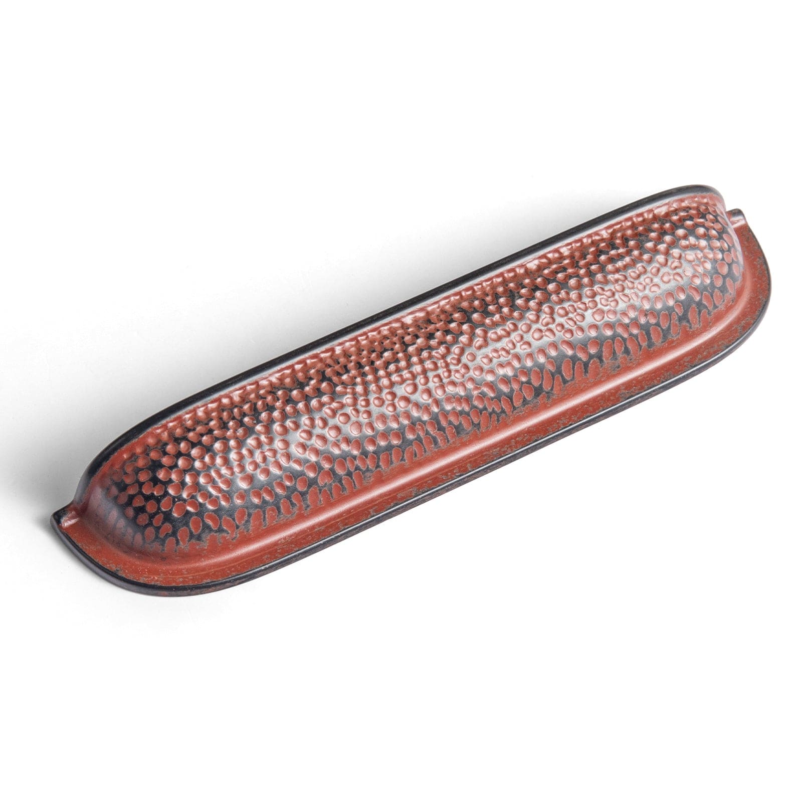 Goo-Ki Rust Red / 5'' Hole Center / 6 Pack Hammered Texture Cabinet Cup Pulls with Curved Edges Elegant Vintage Drawer Bin Handle for Kitchen