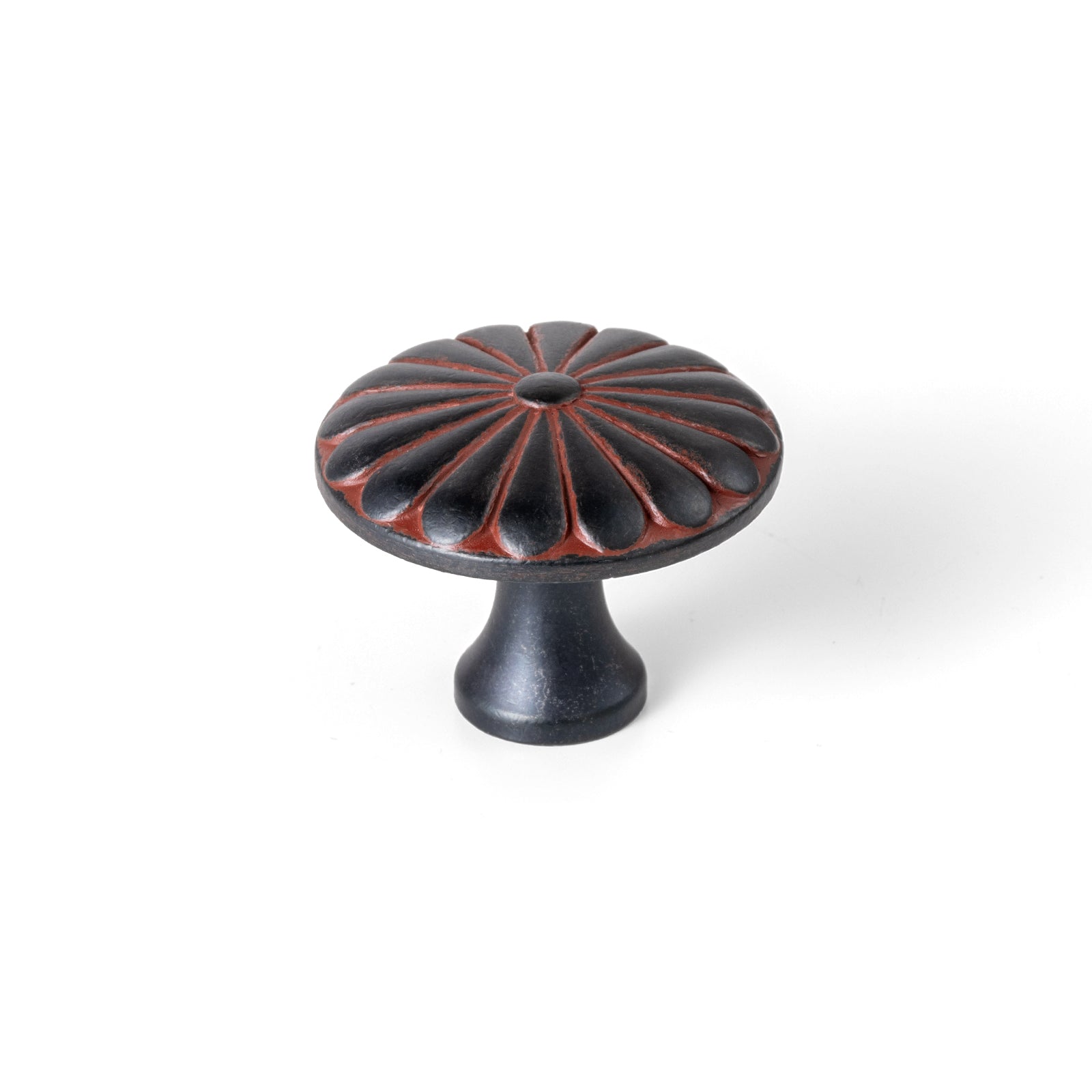 Goo-Ki Rust Red / Knob / 6 Pack Chrysanthemum Pattern Embossed Cabinet Knobs Distressed Zinc Alloy Furniture Hardware