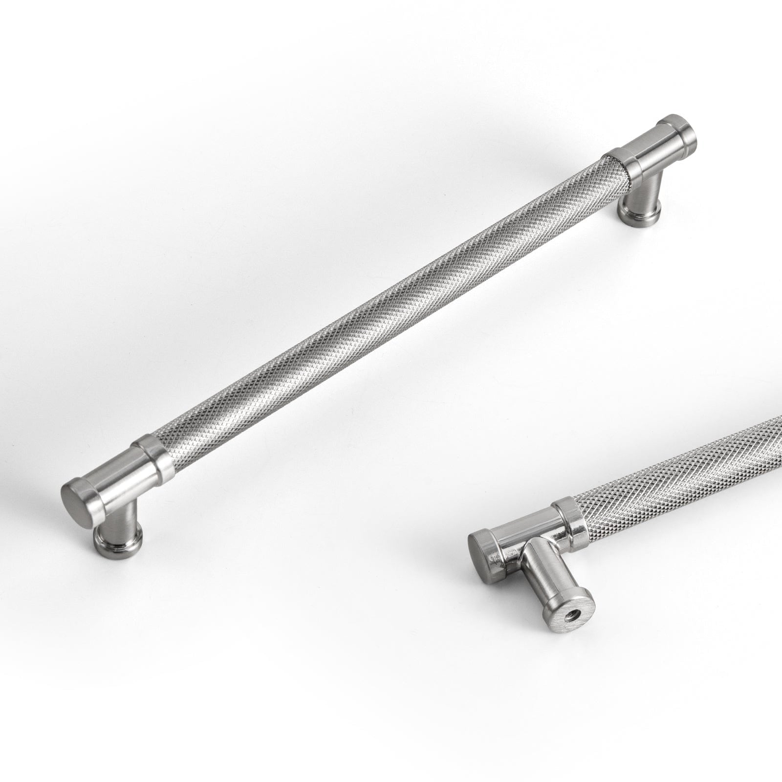 Goo-Ki Satin Nickel / 7.6'' Hole Center / 6 Pack Knurled Metal Alloy Vintage Bronze Bar Pull Kitchen Hardware