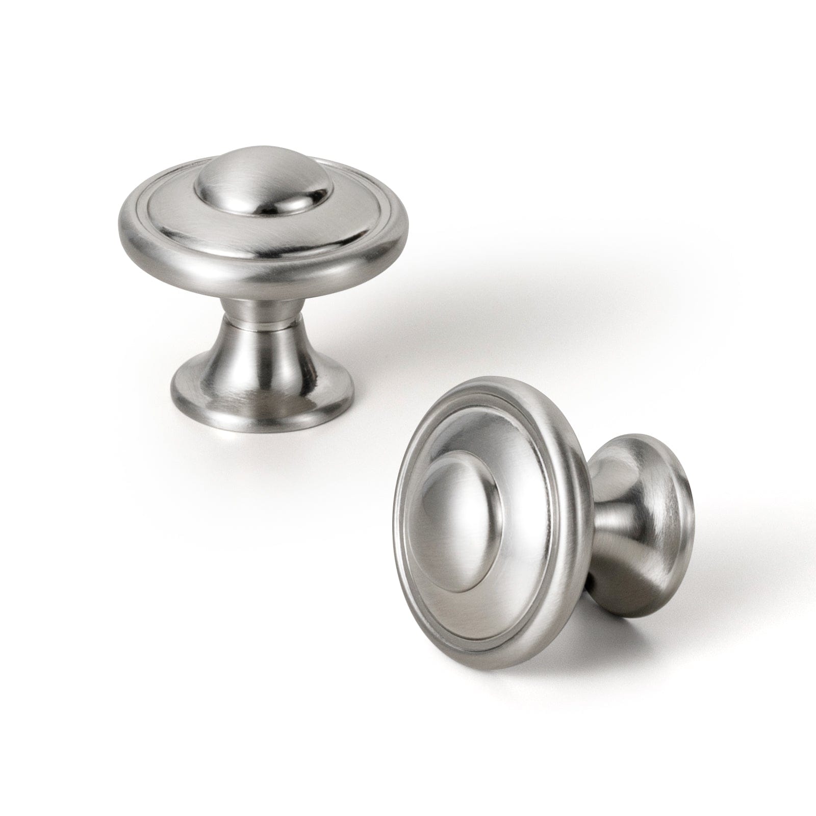 Goo-Ki Satin Nickel / Knob / 12 Pack Vintage Decorative Cabinet Knobs with Layered Concentric Ring Design for Classic Kitchen Drawer