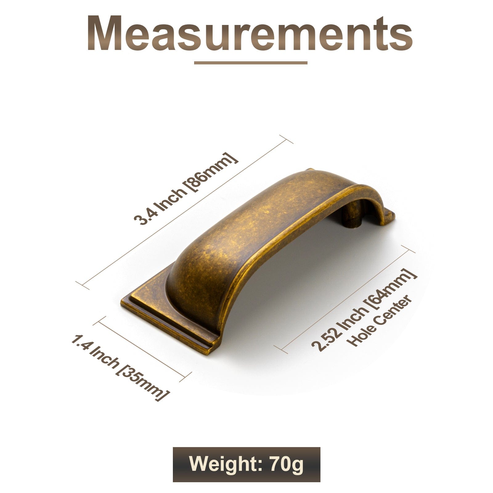 Goo-Ki Sleek Curved Retro Cup Pulls Unique Arc - Shaped Drawer Handles Kitchen Hardware