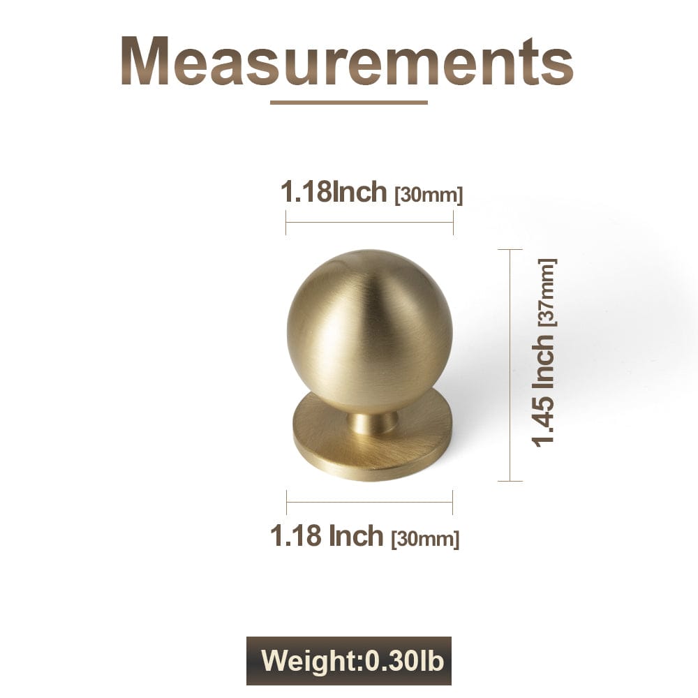 Goo-Ki Solid Brass Cabinet Knobs – Premium Round Egg-Shaped Drawer Pulls for Kitchen & Bathroom