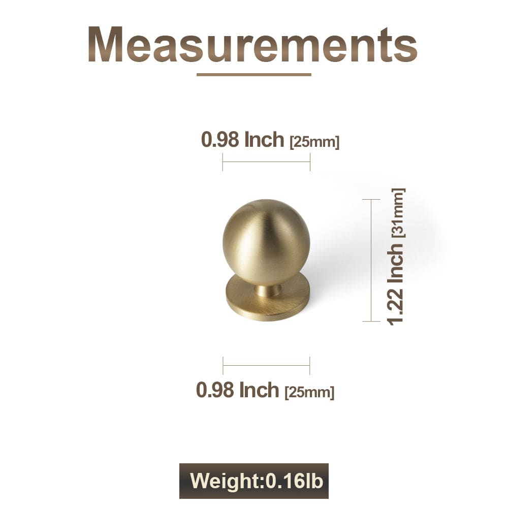 Goo-Ki Solid Brass Cabinet Knobs – Premium Round Egg-Shaped Drawer Pulls for Kitchen & Bathroom