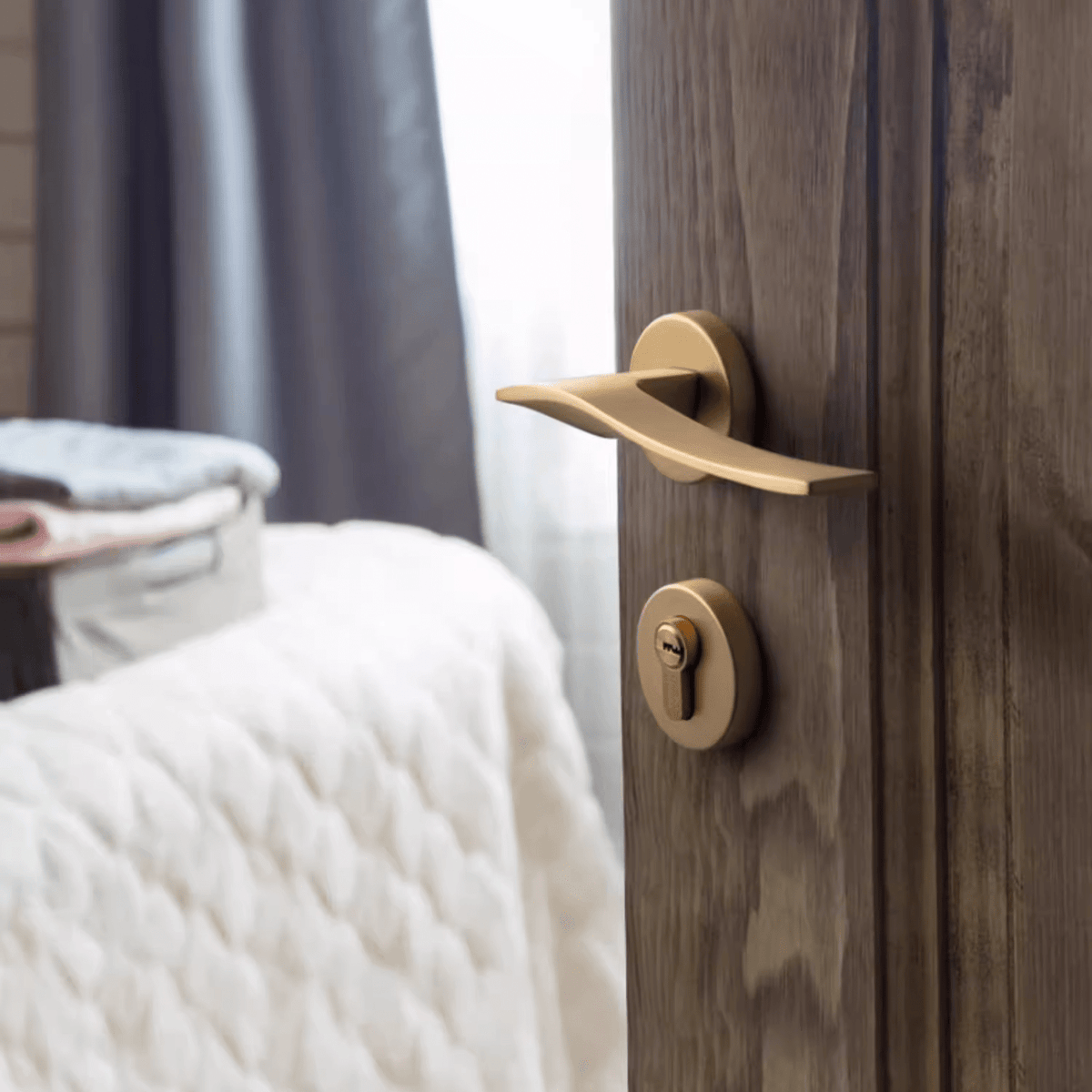 Solid Brass Interior Door Lock Luxury Bedroom Europe Door Lock with Ke