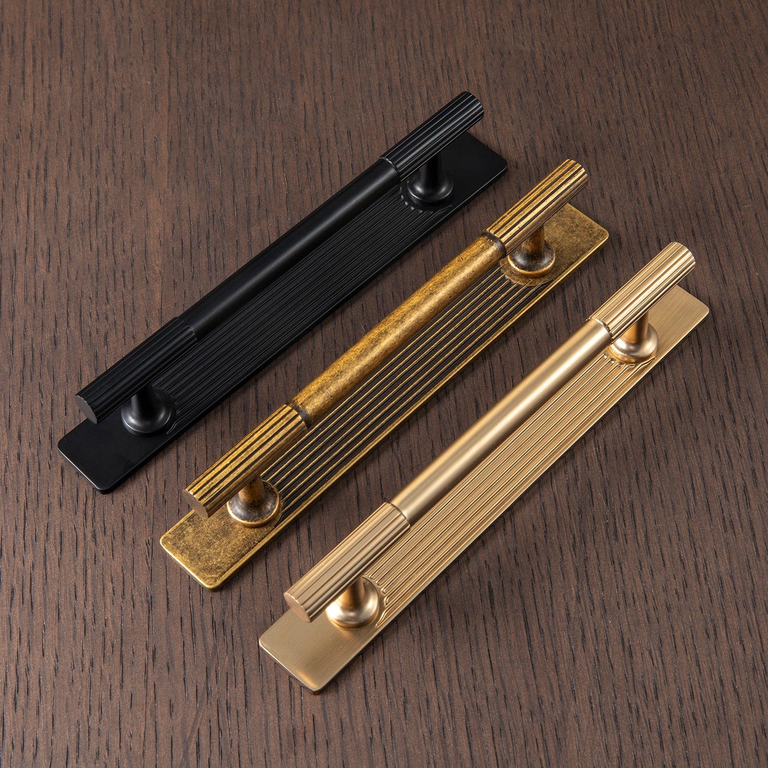 Goo-Ki Striped Cabinet Pull Retro Brass Cabinet Handles Knobs with Back Plate