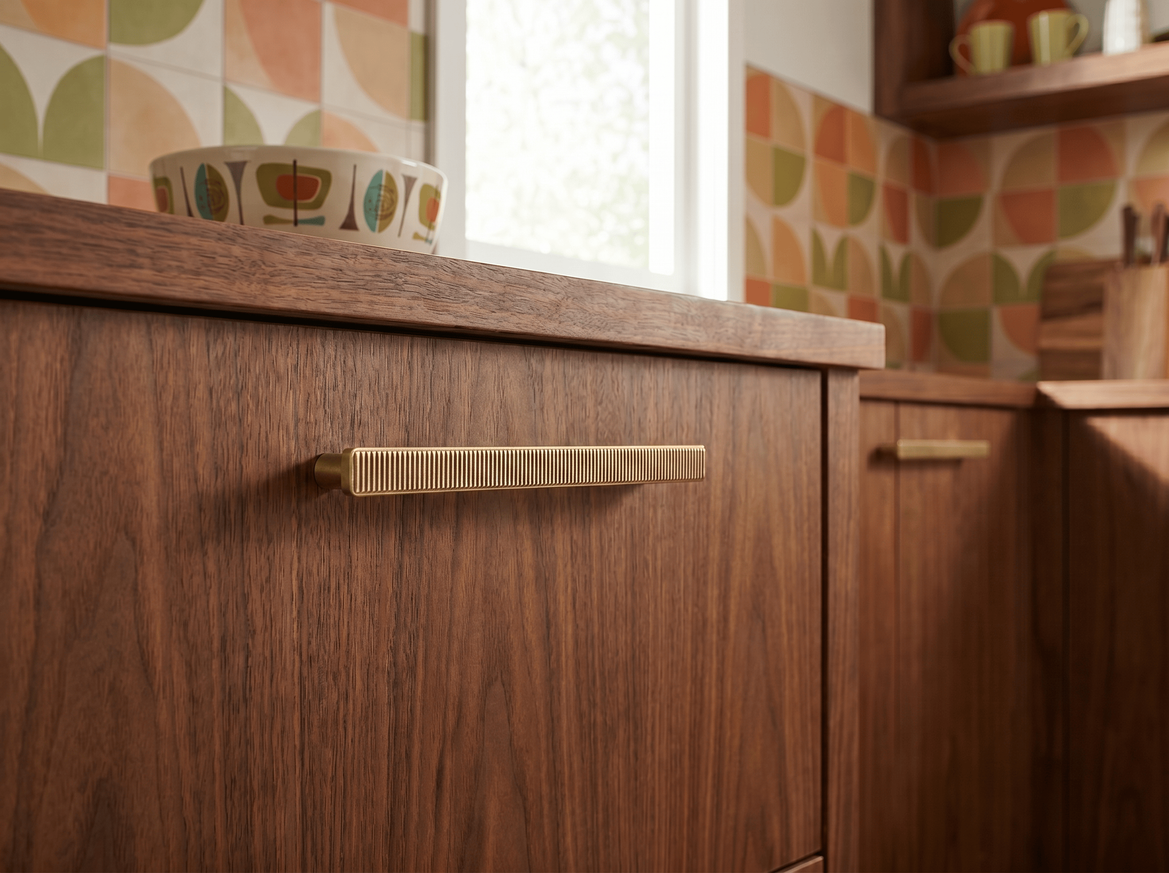 Goo-Ki Striped Vintage Cabinet Handles Antique Brass Cabinet Pull Knob Hardware for Kitchen