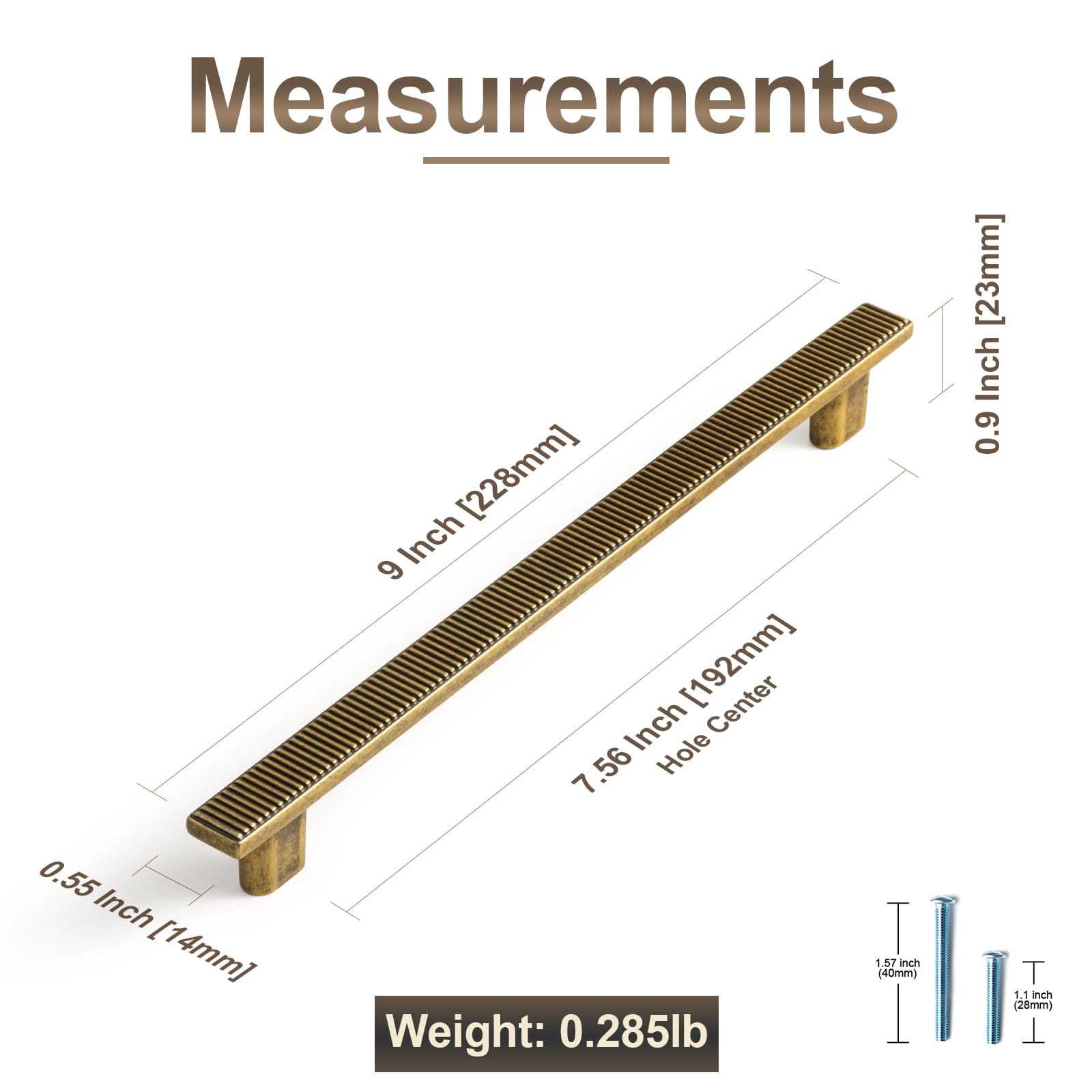 Goo-Ki Striped Vintage Cabinet Handles Antique Brass Cabinet Pull Knob Hardware for Kitchen