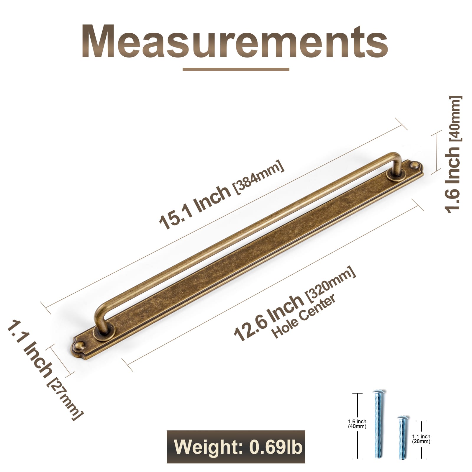 Goo-Ki Stylish Contoured Cabinet Handle with Back Plate Decorative Cabinet Hardware