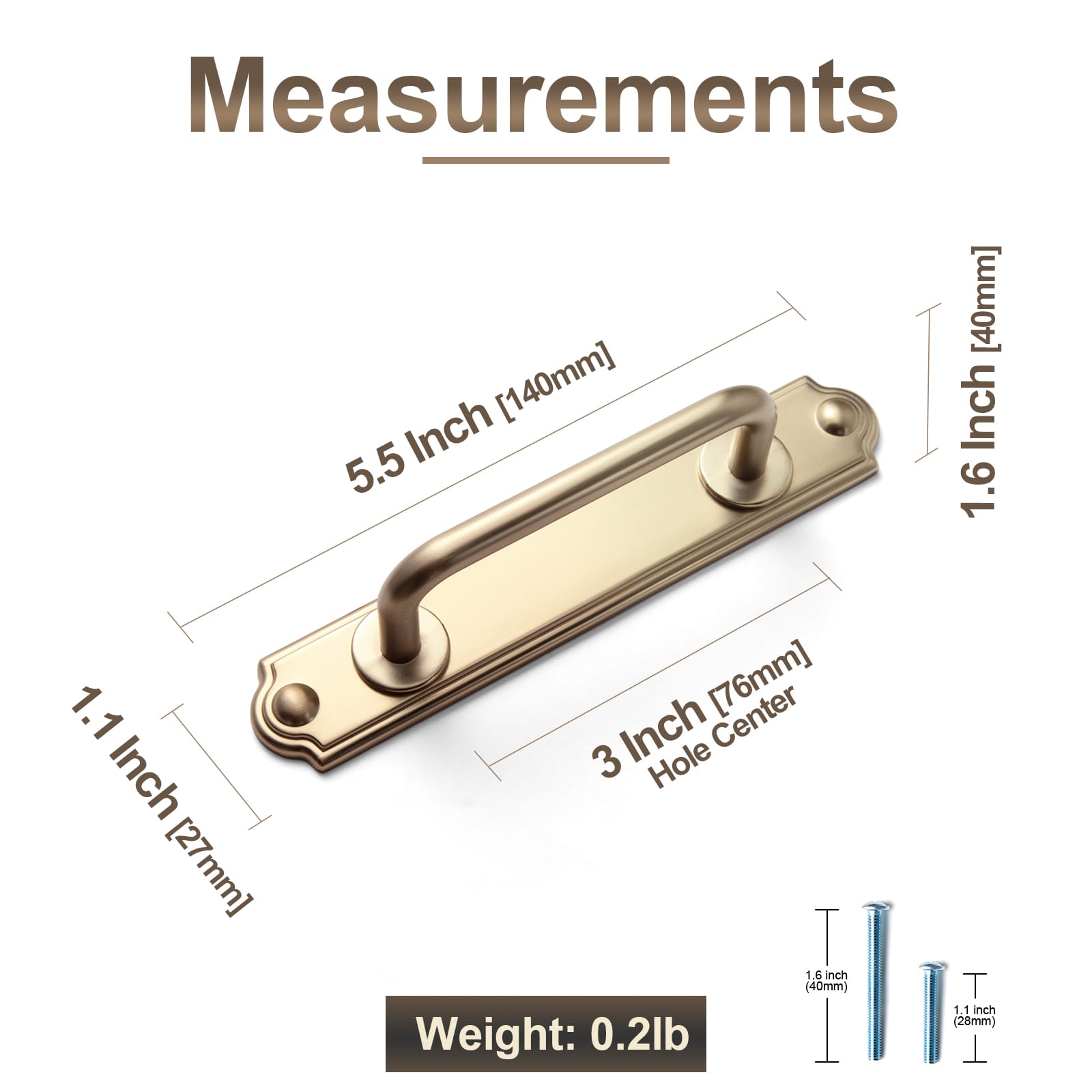 Goo-Ki Stylish Contoured Cabinet Handle with Back Plate Decorative Cabinet Hardware