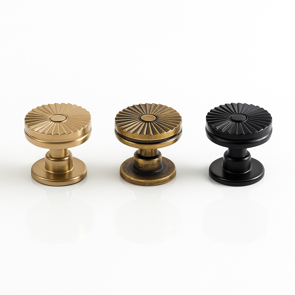 Goo-Ki Sunburst - Shaped Vintage Brass Cabinet Knobs for Distinctive Style