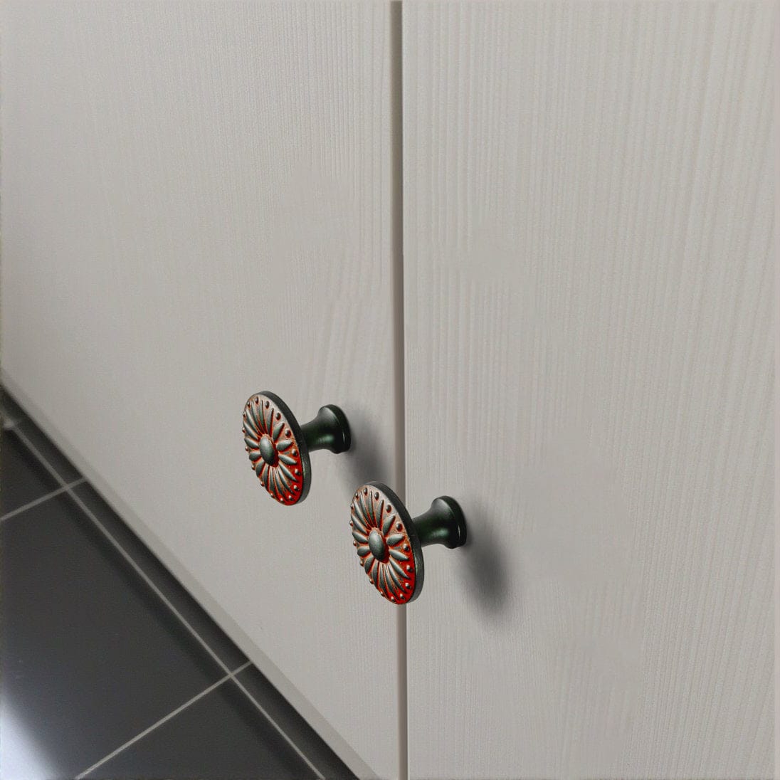 Goo-Ki Sunflower Floral Embossed Cabinet Knobs Assorted Distressed Zinc Alloy Furniture Hardware