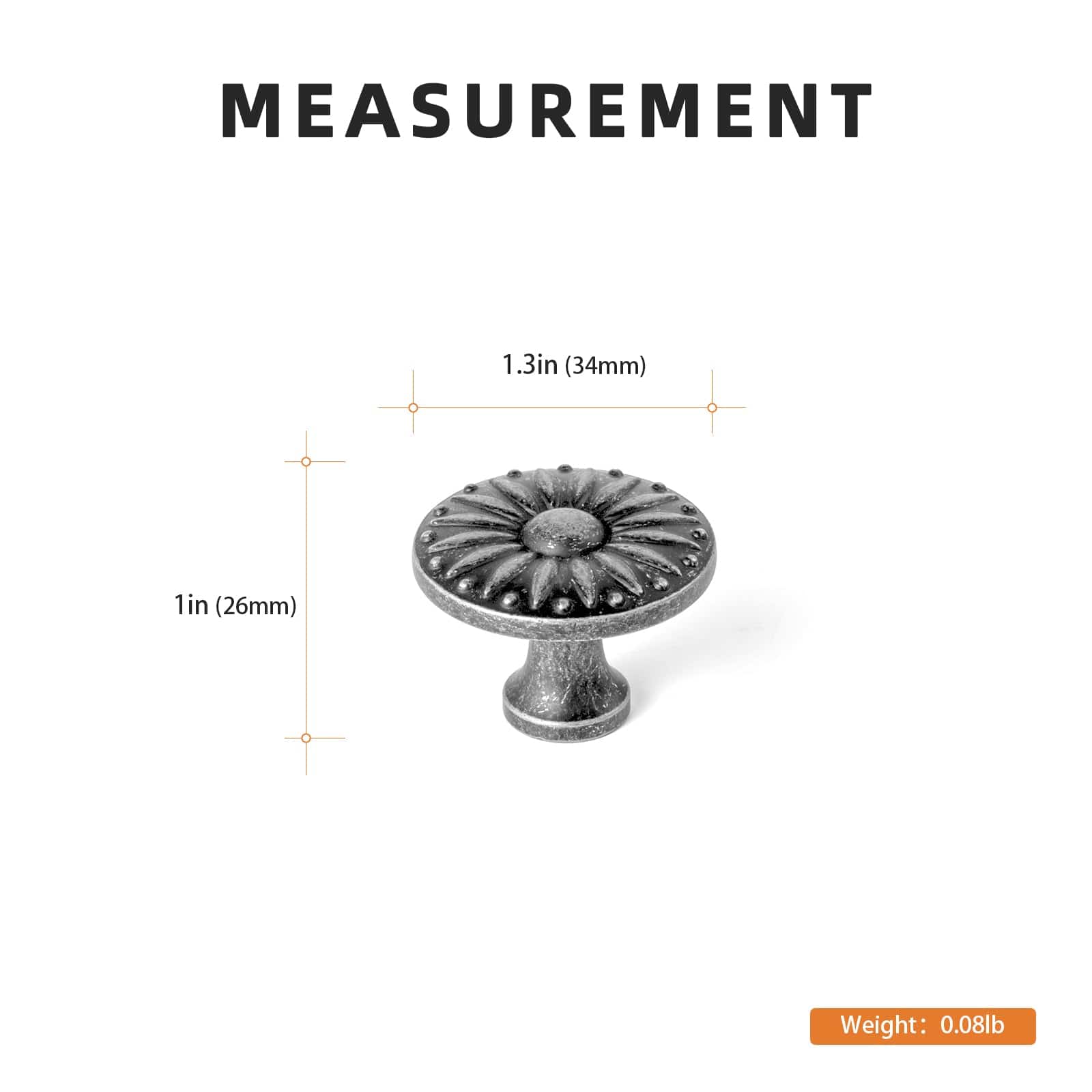 Goo-Ki Sunflower Floral Embossed Cabinet Knobs Assorted Distressed Zinc Alloy Furniture Hardware