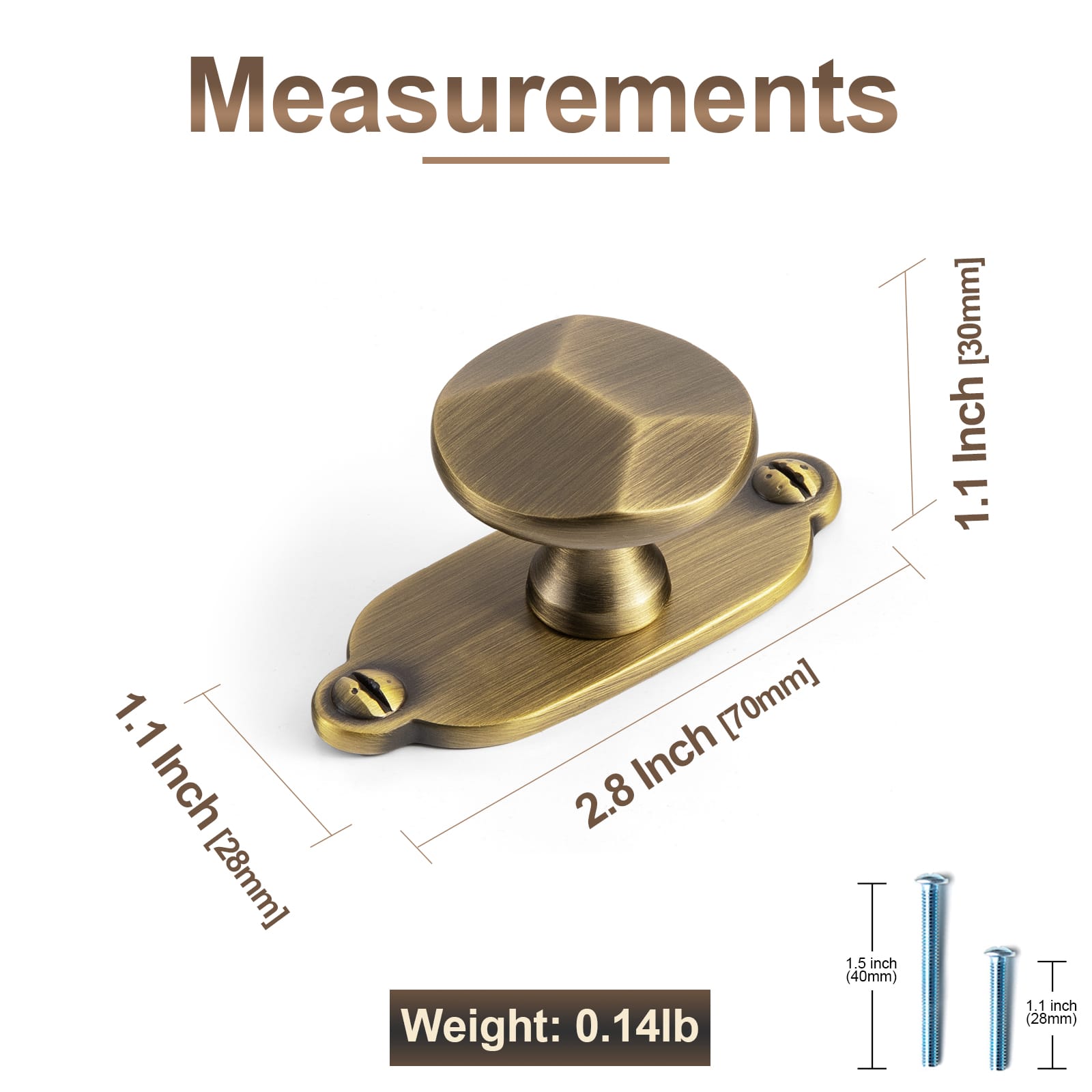 Goo-Ki Traditional Aged Bronze Zinc Alloy Cabinet Knob, Elegant Round Knob with Decorative Back Plate for Kitchen & Bathroom Cabinets