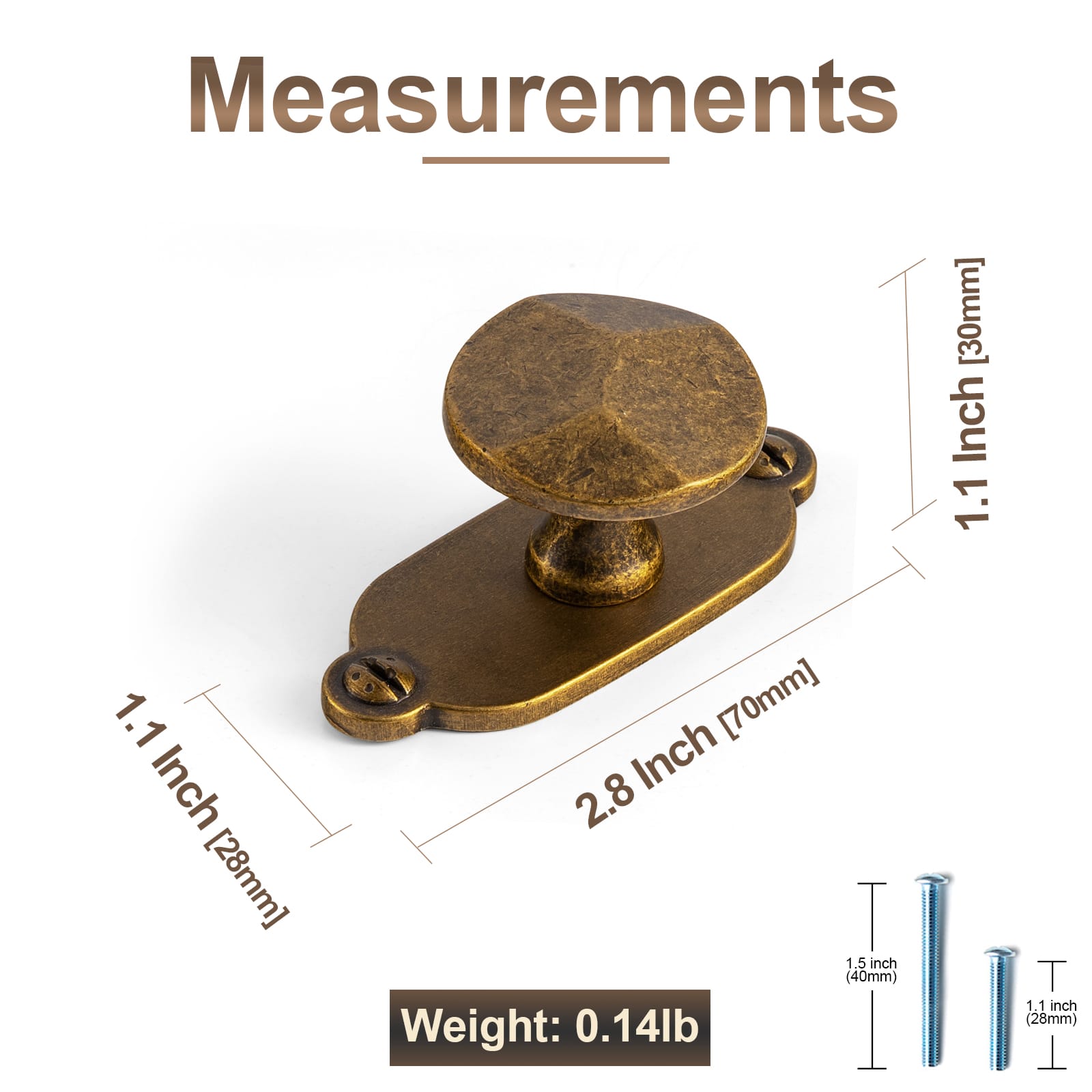 Goo-Ki Traditional Aged Bronze Zinc Alloy Cabinet Knob, Elegant Round Knob with Decorative Back Plate for Kitchen & Bathroom Cabinets