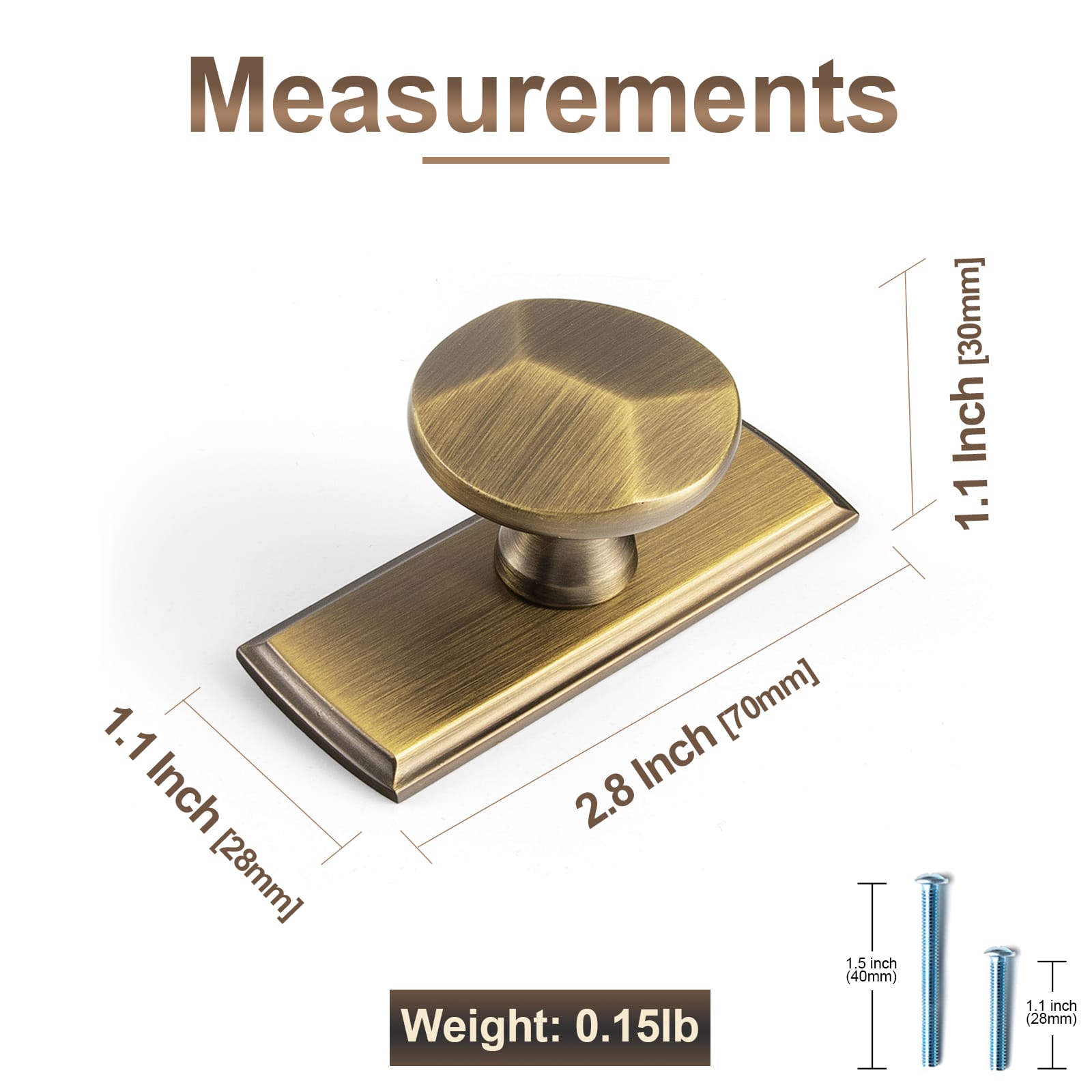 Goo-Ki Traditional Aged Bronze Zinc Alloy Cabinet Knob, Elegant Round Knob with Decorative Back Plate for Kitchen & Bathroom Cabinets