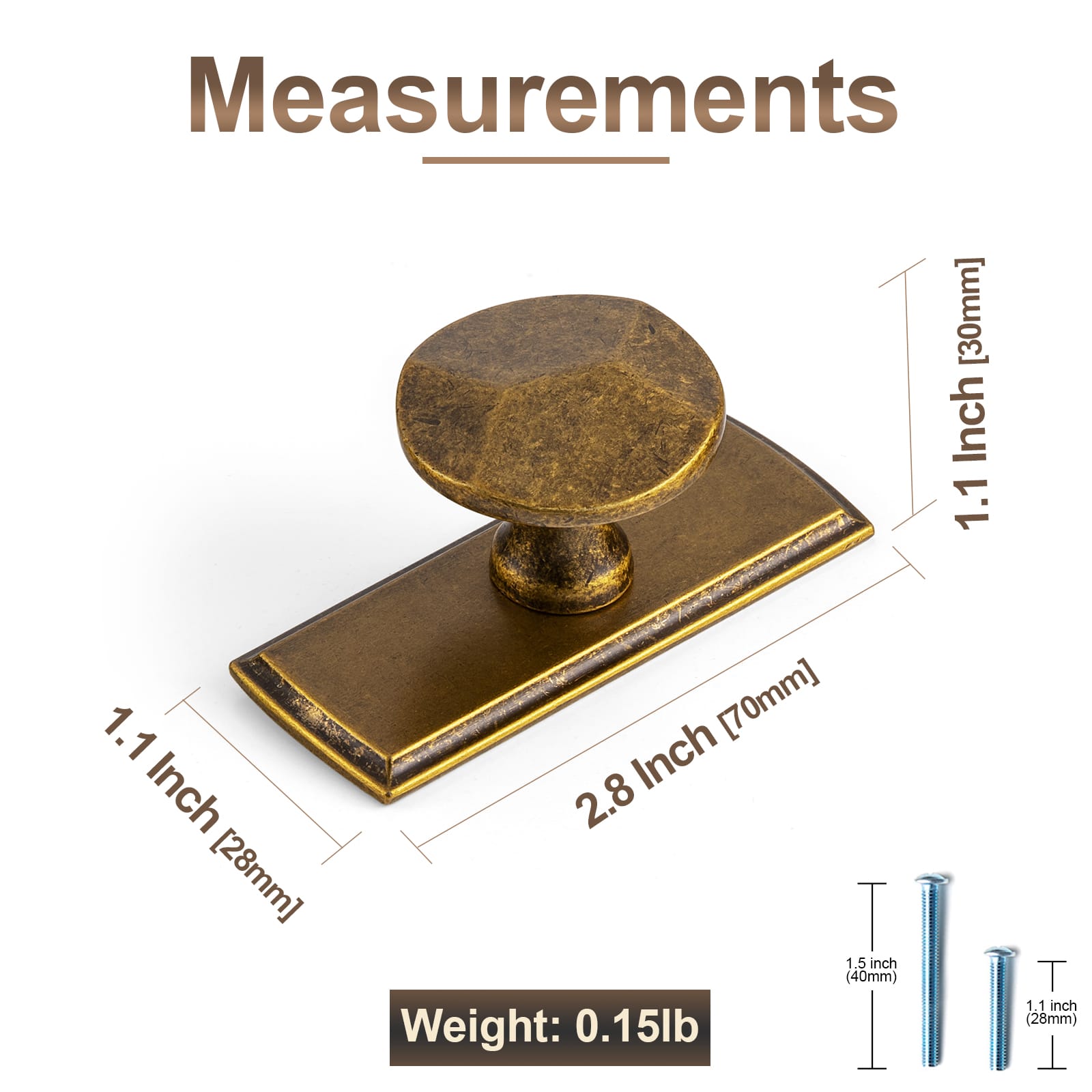 Goo-Ki Traditional Aged Bronze Zinc Alloy Cabinet Knob, Elegant Round Knob with Decorative Back Plate for Kitchen & Bathroom Cabinets