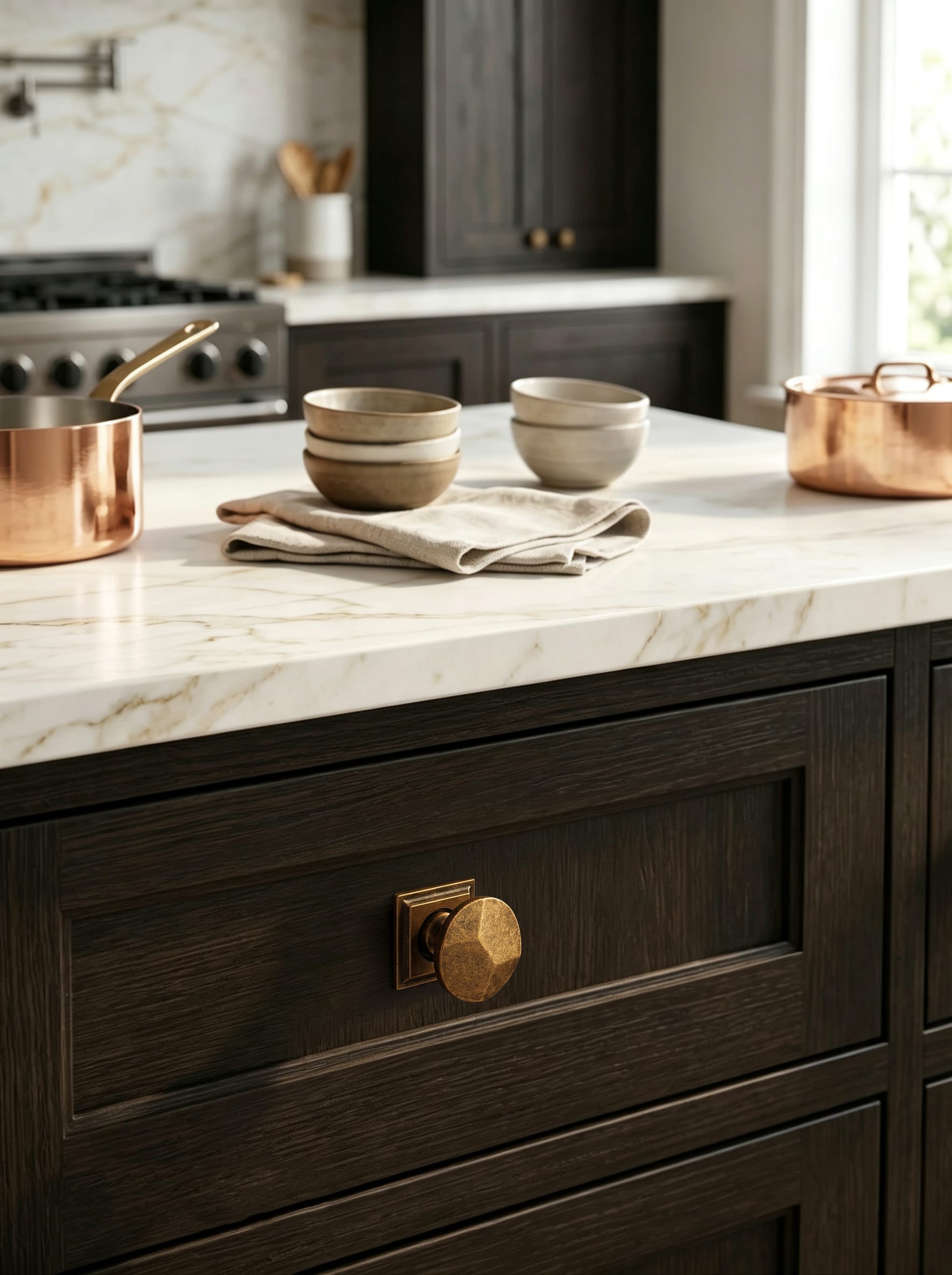 Goo-Ki Traditional Aged Bronze Zinc Alloy Cabinet Knob, Elegant Round Knob with Decorative Back Plate for Kitchen & Bathroom Cabinets