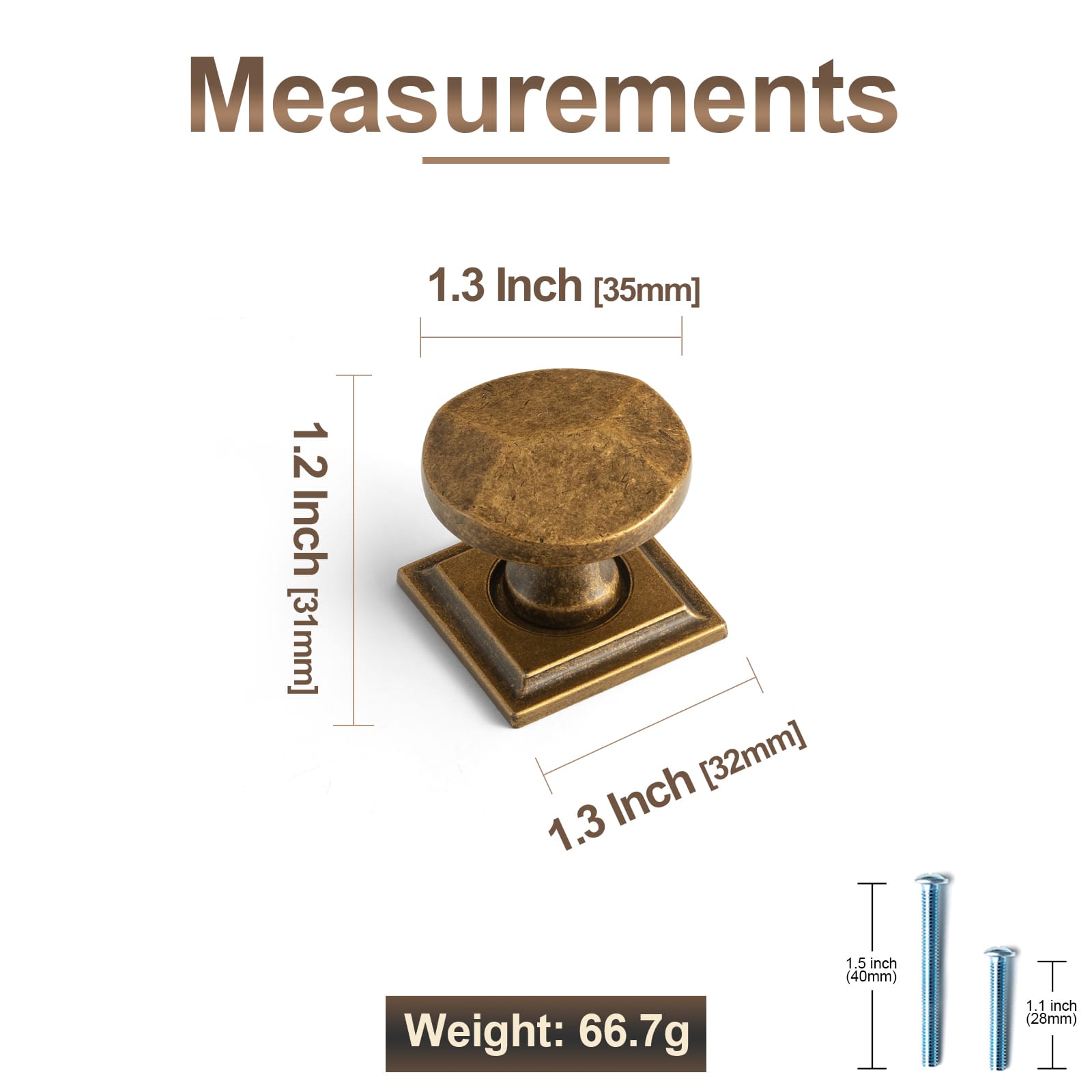 Goo-Ki Traditional Aged Bronze Zinc Alloy Cabinet Knob, Elegant Round Knob with Decorative Back Plate for Kitchen & Bathroom Cabinets