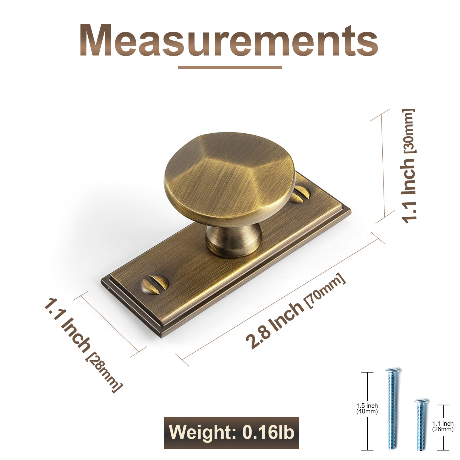 Goo-Ki Traditional Aged Bronze Zinc Alloy Cabinet Knob, Elegant Round Knob with Decorative Back Plate for Kitchen & Bathroom Cabinets