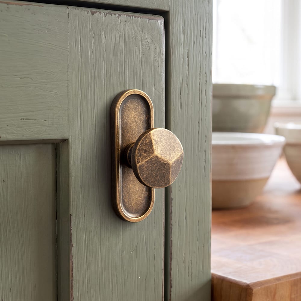 Goo-Ki Traditional Aged Bronze Zinc Alloy Cabinet Knob, Elegant Round Knob with Decorative Back Plate for Kitchen & Bathroom Cabinets