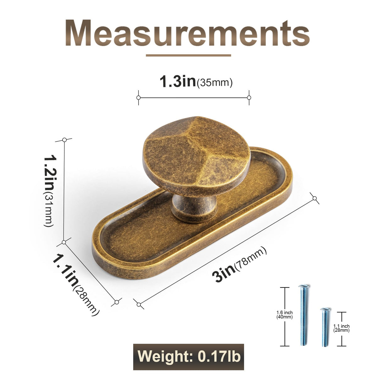 Goo-Ki Traditional Aged Bronze Zinc Alloy Cabinet Knob, Elegant Round Knob with Decorative Back Plate for Kitchen & Bathroom Cabinets