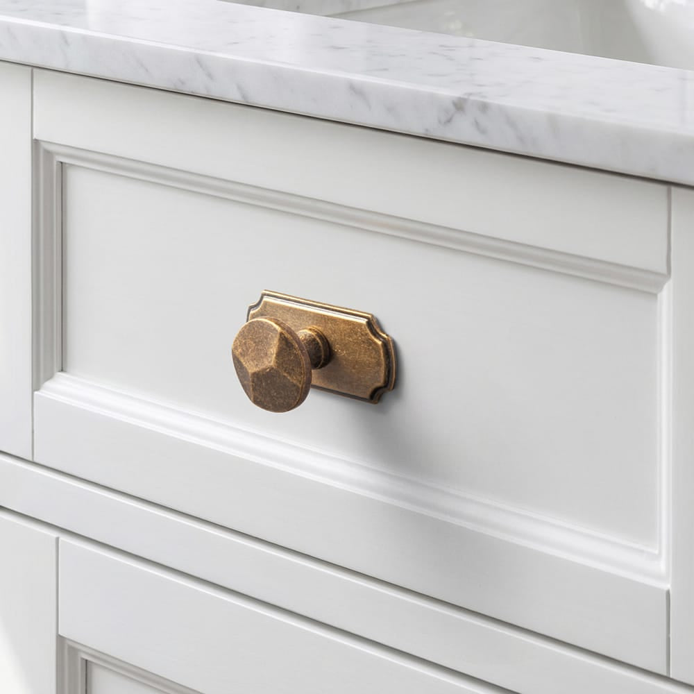 Goo-Ki Traditional Aged Bronze Zinc Alloy Cabinet Knob, Elegant Round Knob with Decorative Back Plate for Kitchen & Bathroom Cabinets