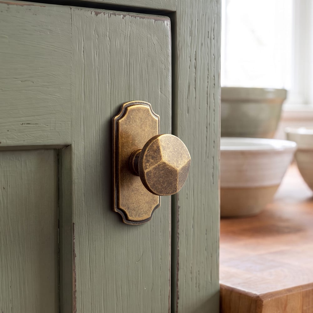 Goo-Ki Traditional Aged Bronze Zinc Alloy Cabinet Knob, Elegant Round Knob with Decorative Back Plate for Kitchen & Bathroom Cabinets