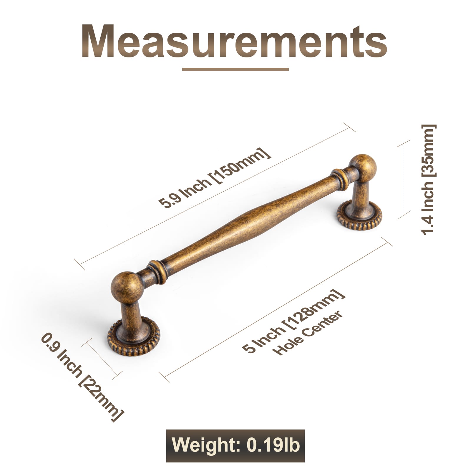 Goo-Ki Traditional Zinc Alloy Drawer Pulls, Decorative Spindle-Shaped Bar Handles Classic Hardware for Cabinets & Vanities