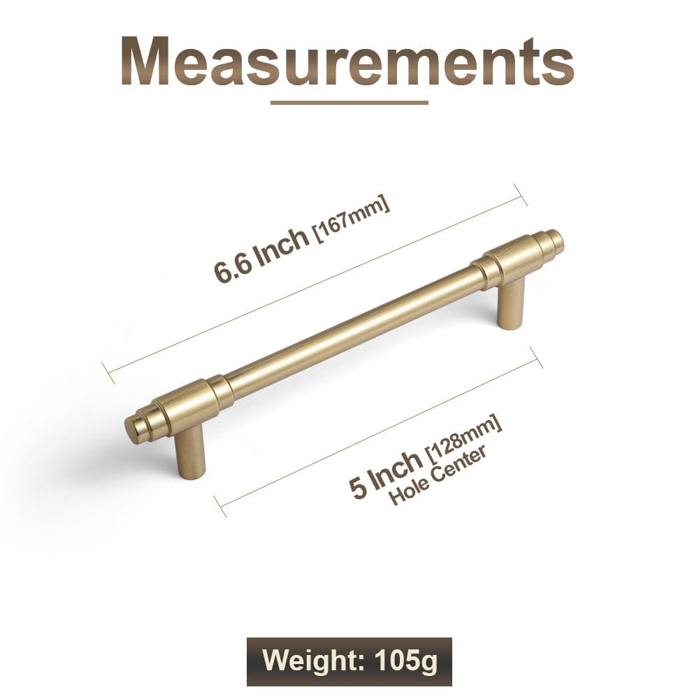 Goo-Ki Vintage Brass Drawer Handles with Unique Geometric T - Shape