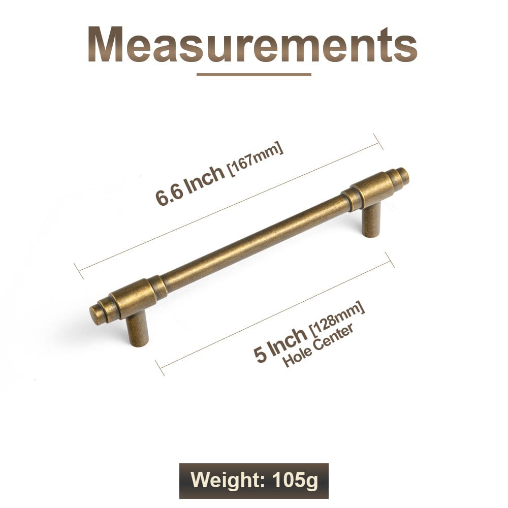 Goo-Ki Vintage Brass Drawer Handles with Unique Geometric T - Shape