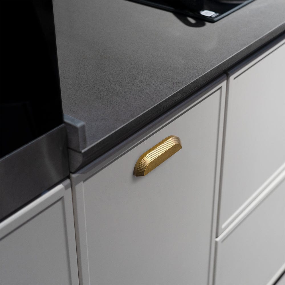 Goo-Ki Vintage Brass Half-moon Cabinet Cup Pulls Unique Grooved Texture for Home Decor