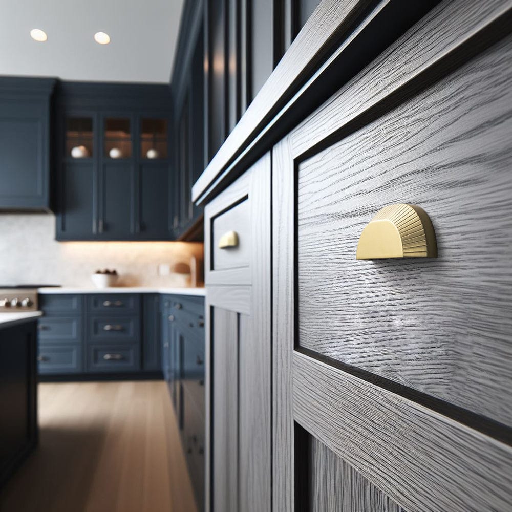Goo-Ki Vintage Brass Half-moon Cabinet Cup Pulls Unique Grooved Texture for Home Decor